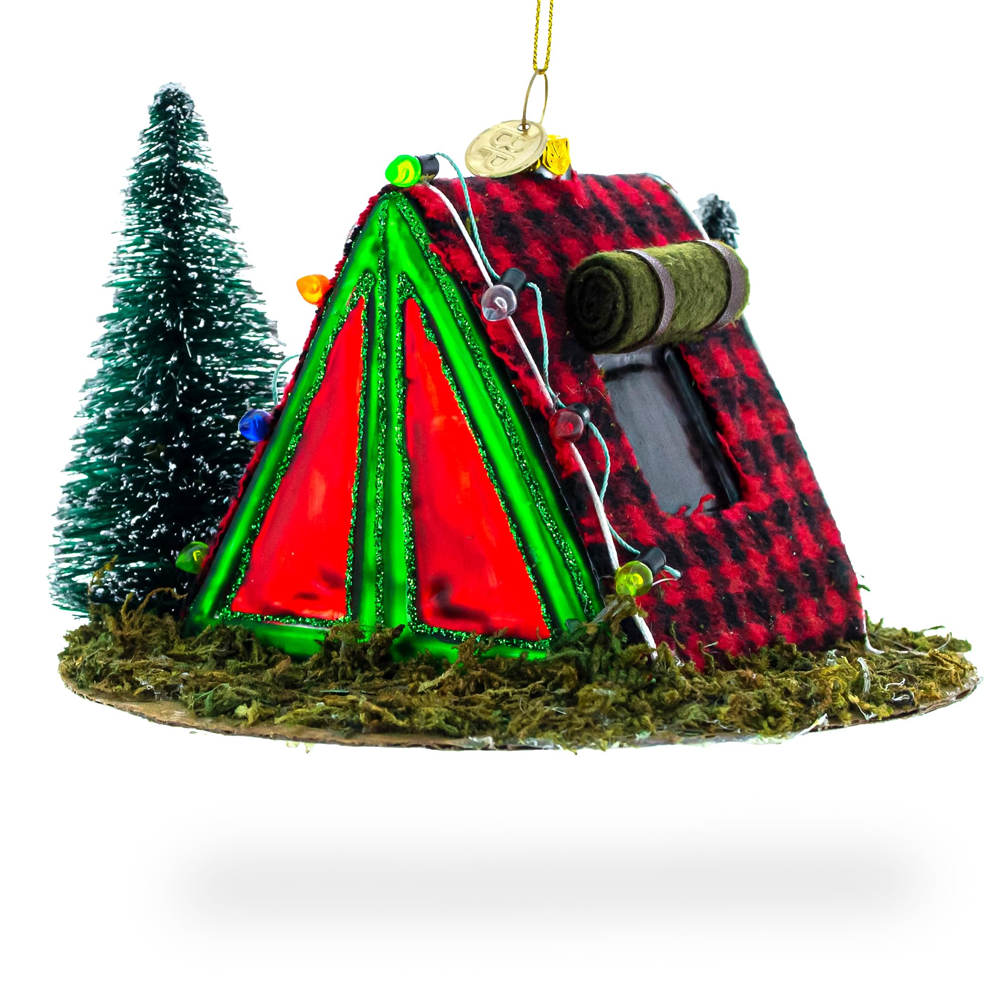 Shelter in The Woods Décoration de Noël en verre soufflé boule sapin artisanale