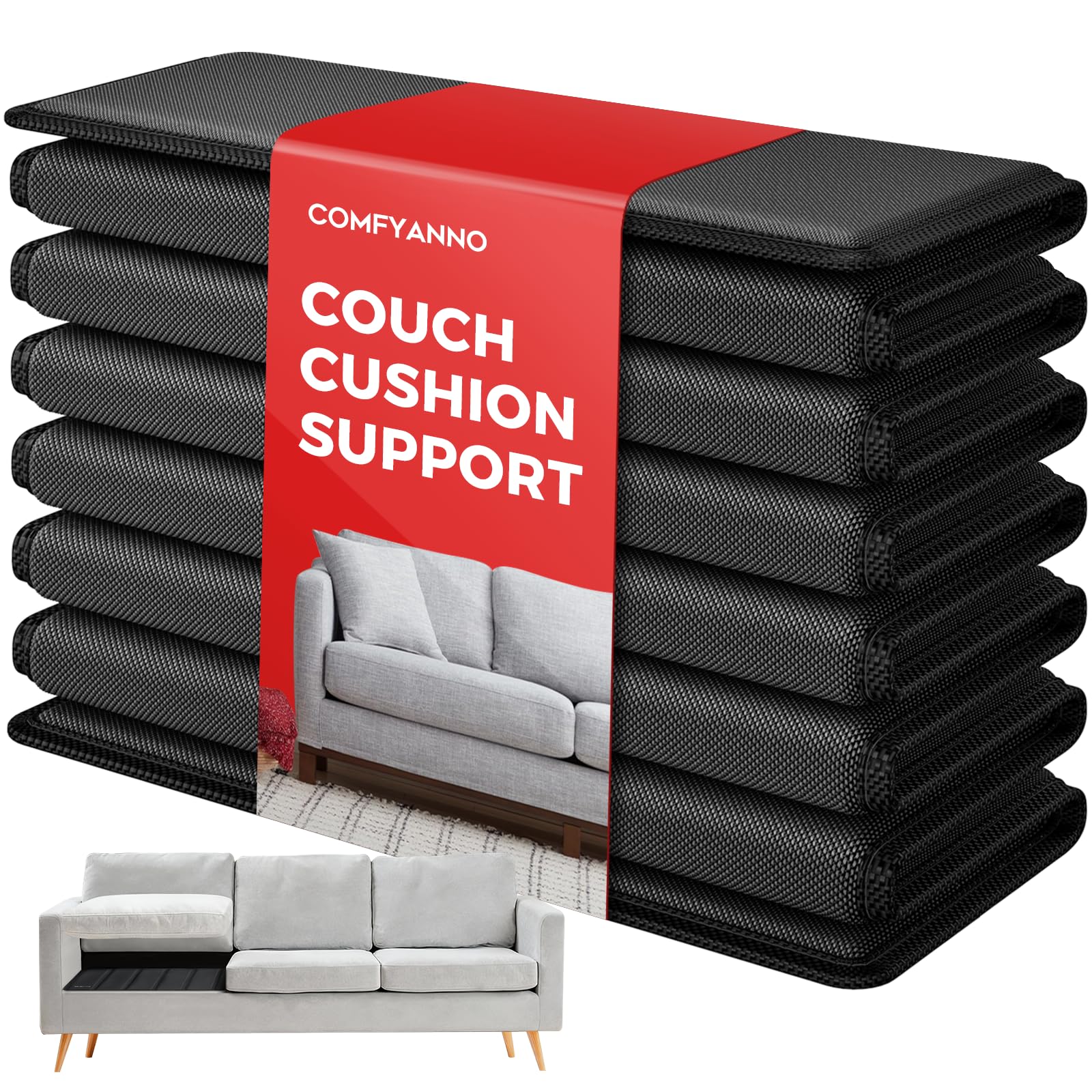 Comfyanno Couch Cushion Support Board, Repairs Sagging Loveseat Sofa, Ready to Use, 21.5" x 54", Heavy-Duty Solid Wood Board, Safe Corner, Sinking Couch &amp; Sofa Fix Saver
