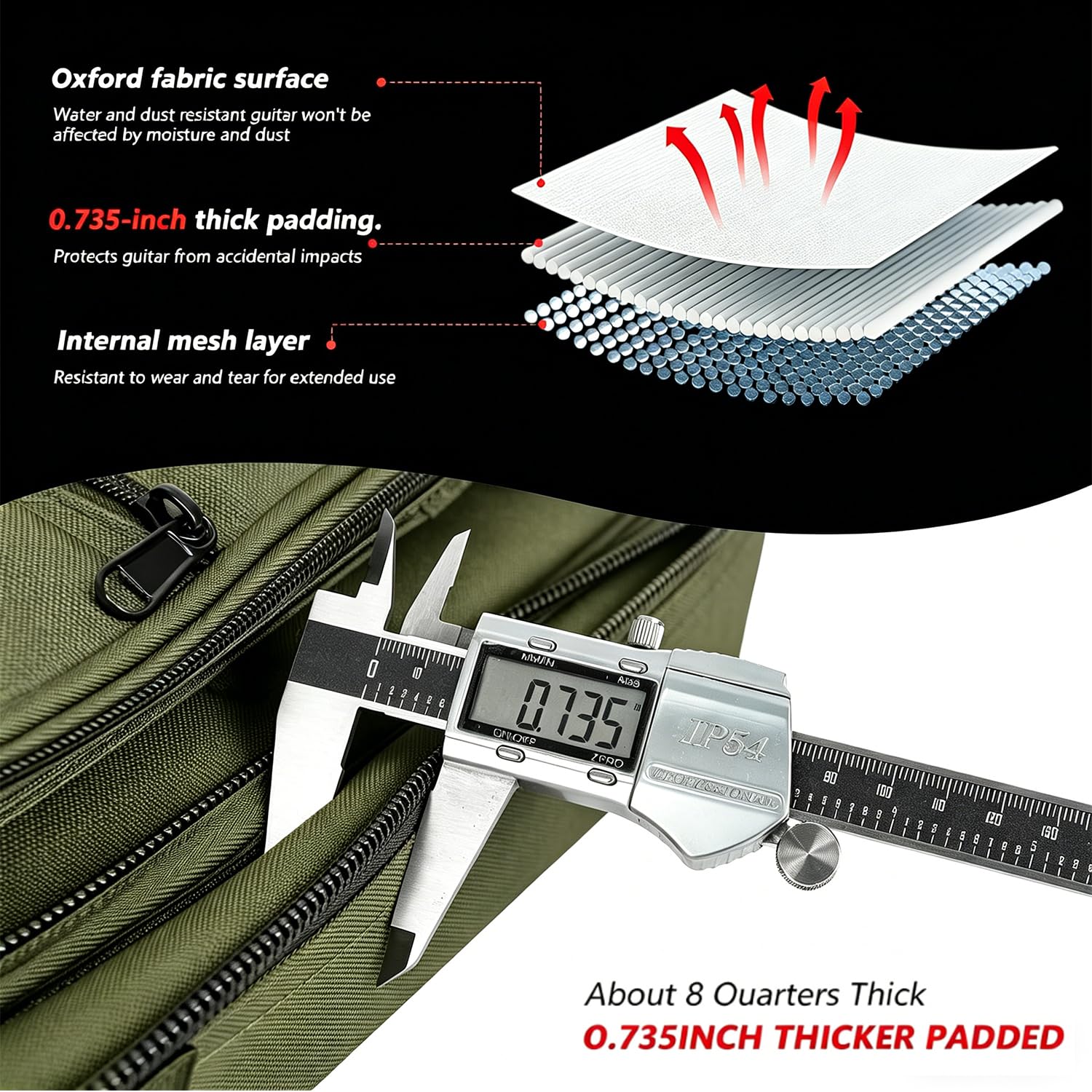 Funda para guitarra eléctrica de 41 pulgadas con acolchado de 15 mm, mochila impermeable suave para guitarra, correa de hombro ajustable, perfecta para la práctica diaria y protección del
