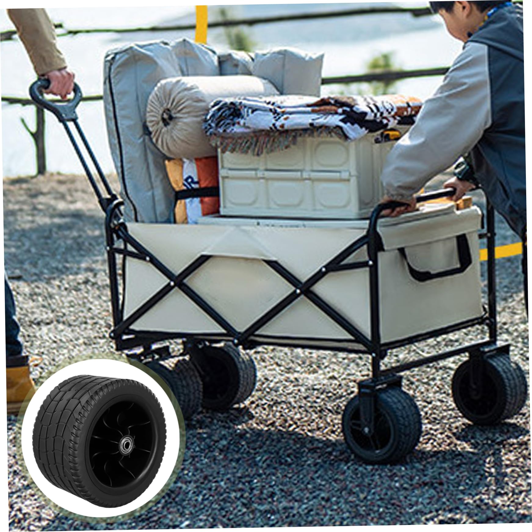 2 Ruote da Spiaggia per carrelli da 7" Ruote da carro Antiscivolo Resistenti all'Usura e al Calore per Sabbia Campeggio Sport Pneumatici da Spiaggia per carrelli Pneumatici da per