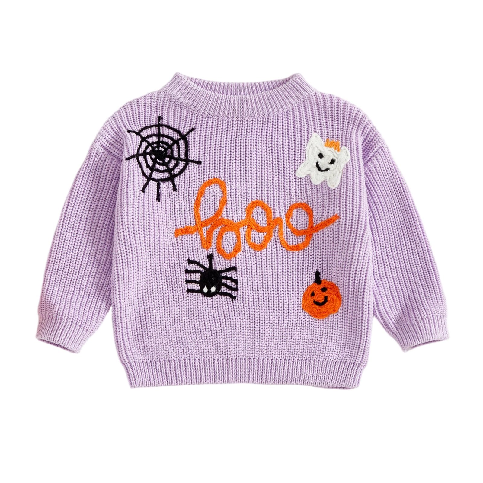 LSFYSZD Toddler Baby Girls Boys Halloween Pumpkin Sweaters Long Sleeve Crew Neck Winter Warm Knitwear Pullover Jumpers Top — view 94