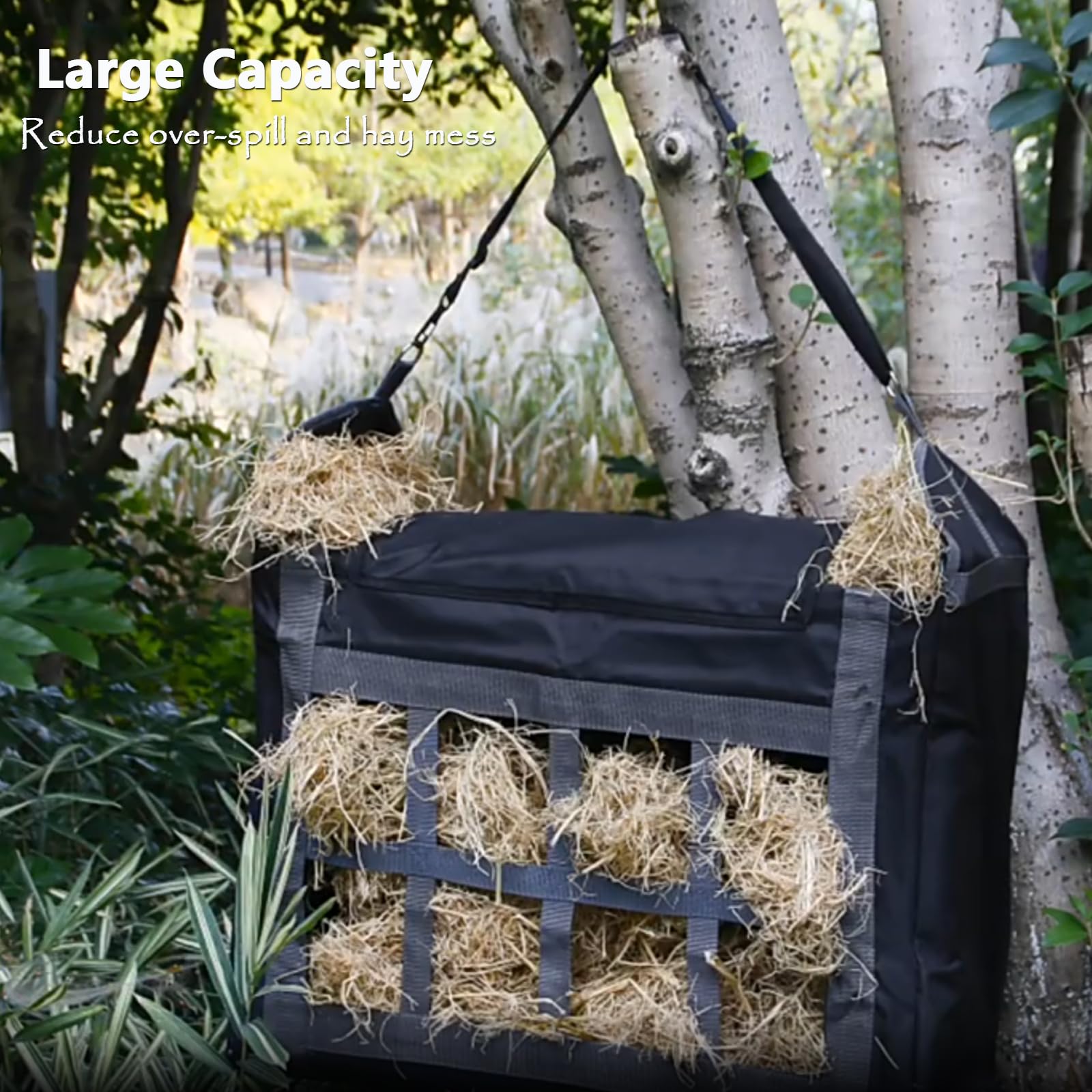 Lot de 2 sacs à foin à alimentation lente - Filet de rangement pour cheval, âne, chèvre - Pour camping, voyages - Facile à remplir