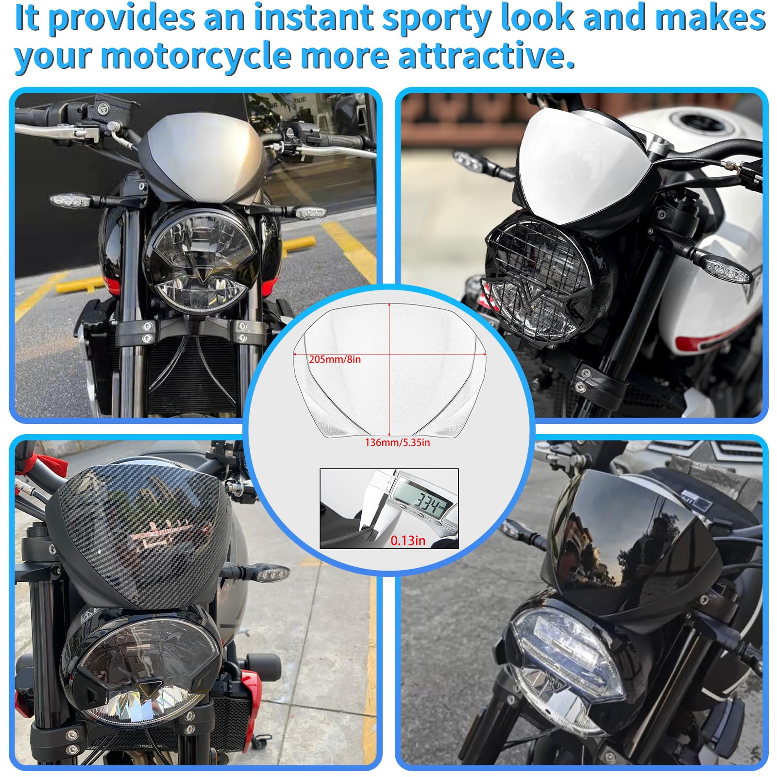 WOOGA Parabrezza Parabrezza Per Triu&m&ph Trident 660 Trident-660 Accessories 2021-2025 Aria Deflettori del Vento Moto Schermo Anteriore Scudo (Titanio)