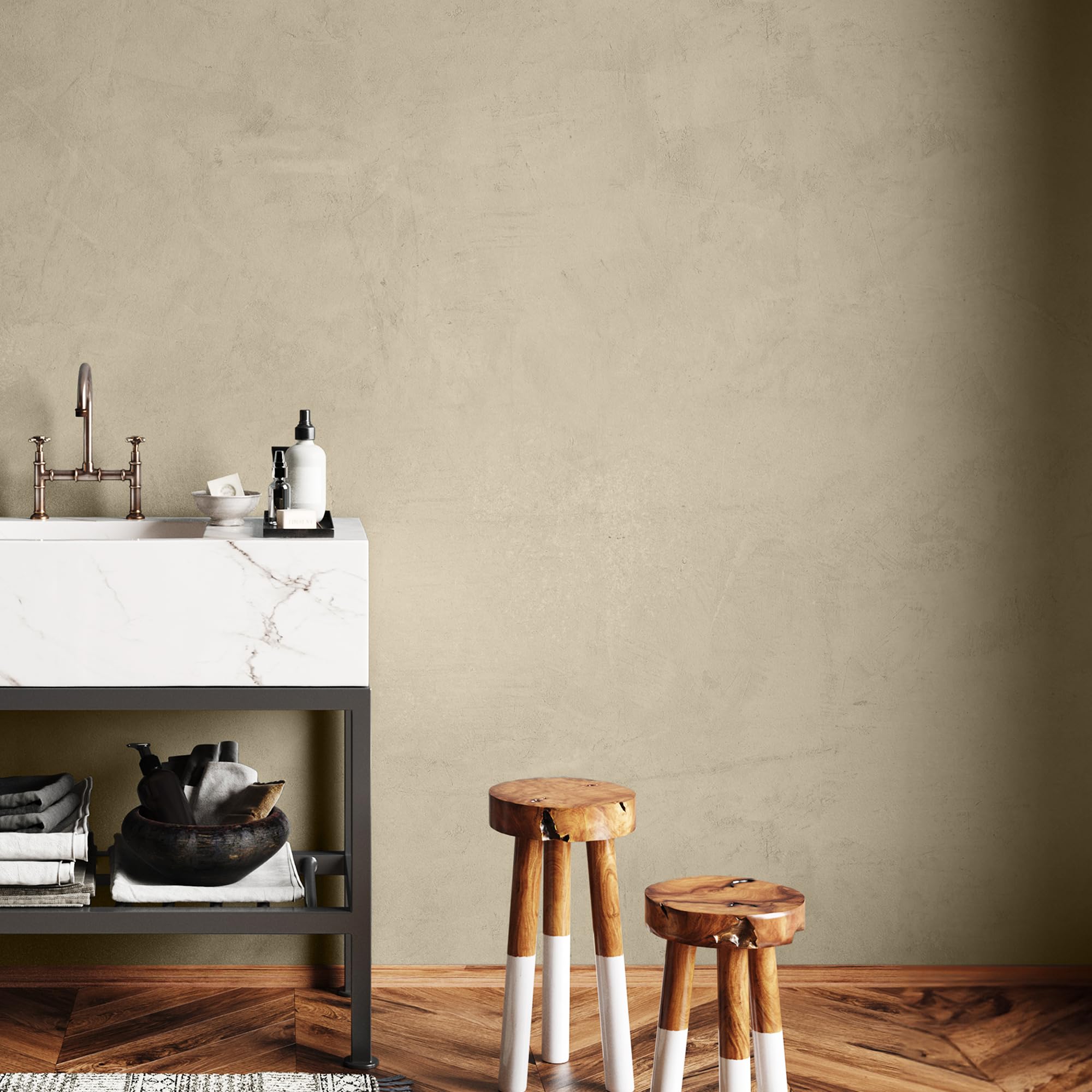 EPODEX Mikrozement Set für Wände - Ivory | Strukturputz & Designspachtel für Bad, Küche & mehr, Inkl. Spachtelmasse & Harz, Innen/Außen, 7m² für 2 Anstriche