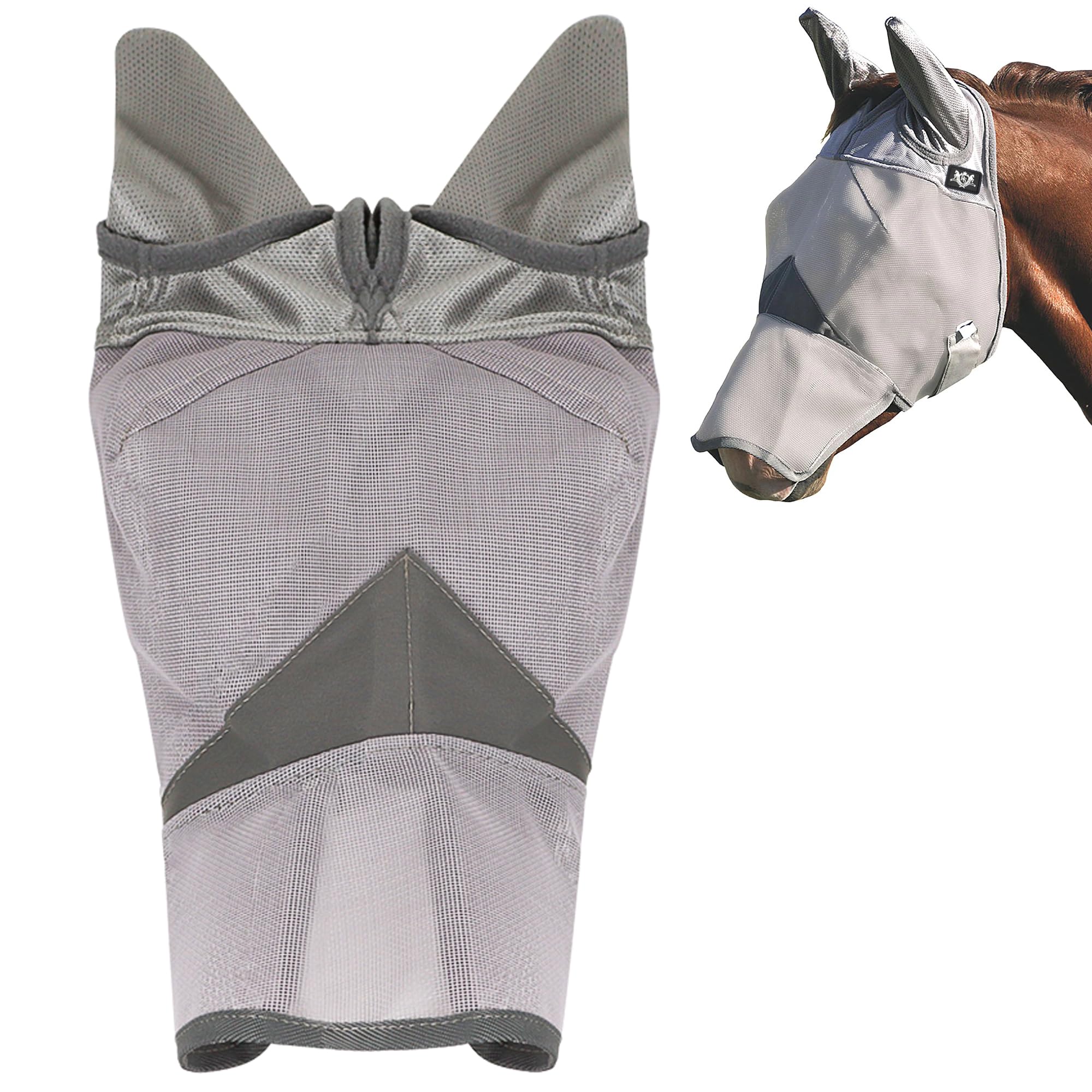RS Premium Horse Fly with Ears and Nose Protection from UV | Horse mask Shields Your Equine from Flies | Fly mask Ensure Horse Comfort Under Sunny Skies | Enjoy Ride with Equine Fly Mask
