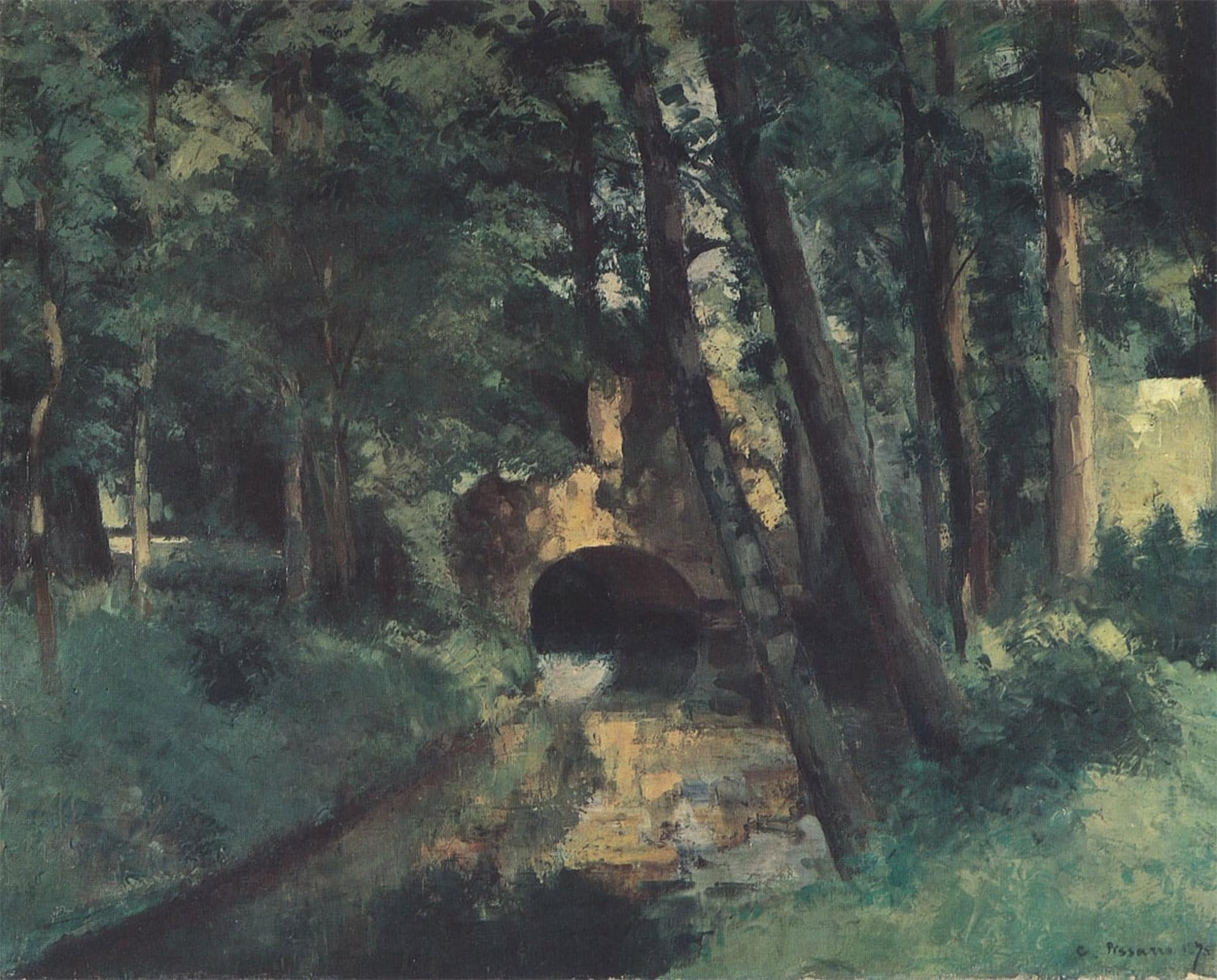 SERENDIPITP Vintage Picture Print on Canvas Wall Art Poster the Little Bridge by Camille Jacob Pissarro Artwork Print Poster for Wall Decor 60x90cm