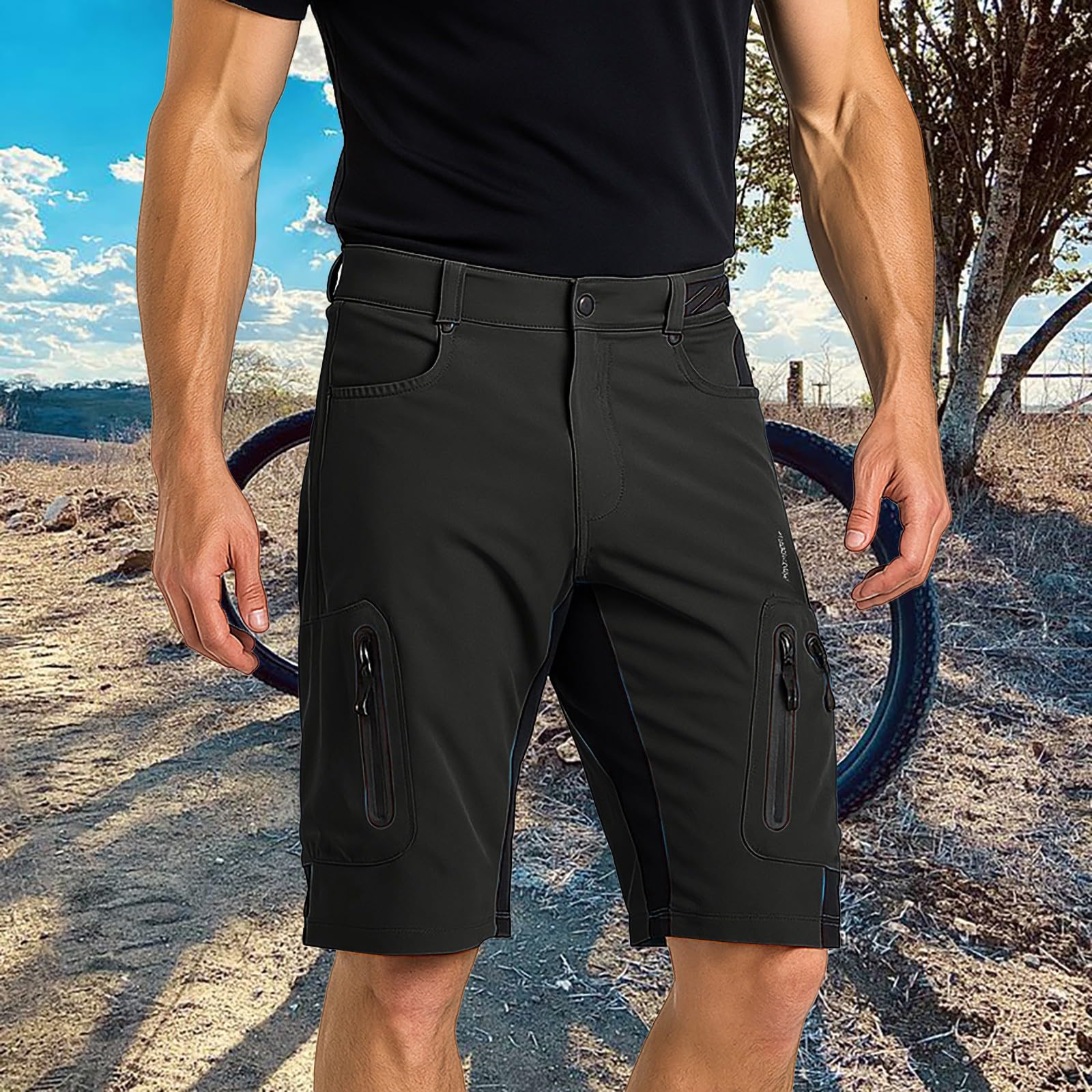 Short d'été 2026 pour homme - Short de randonnée pour homme - Décontracté - Avec plusieurs poches - Pour l'extérieur, le cyclisme, le cyclisme - Pantalon cargo 3/4
