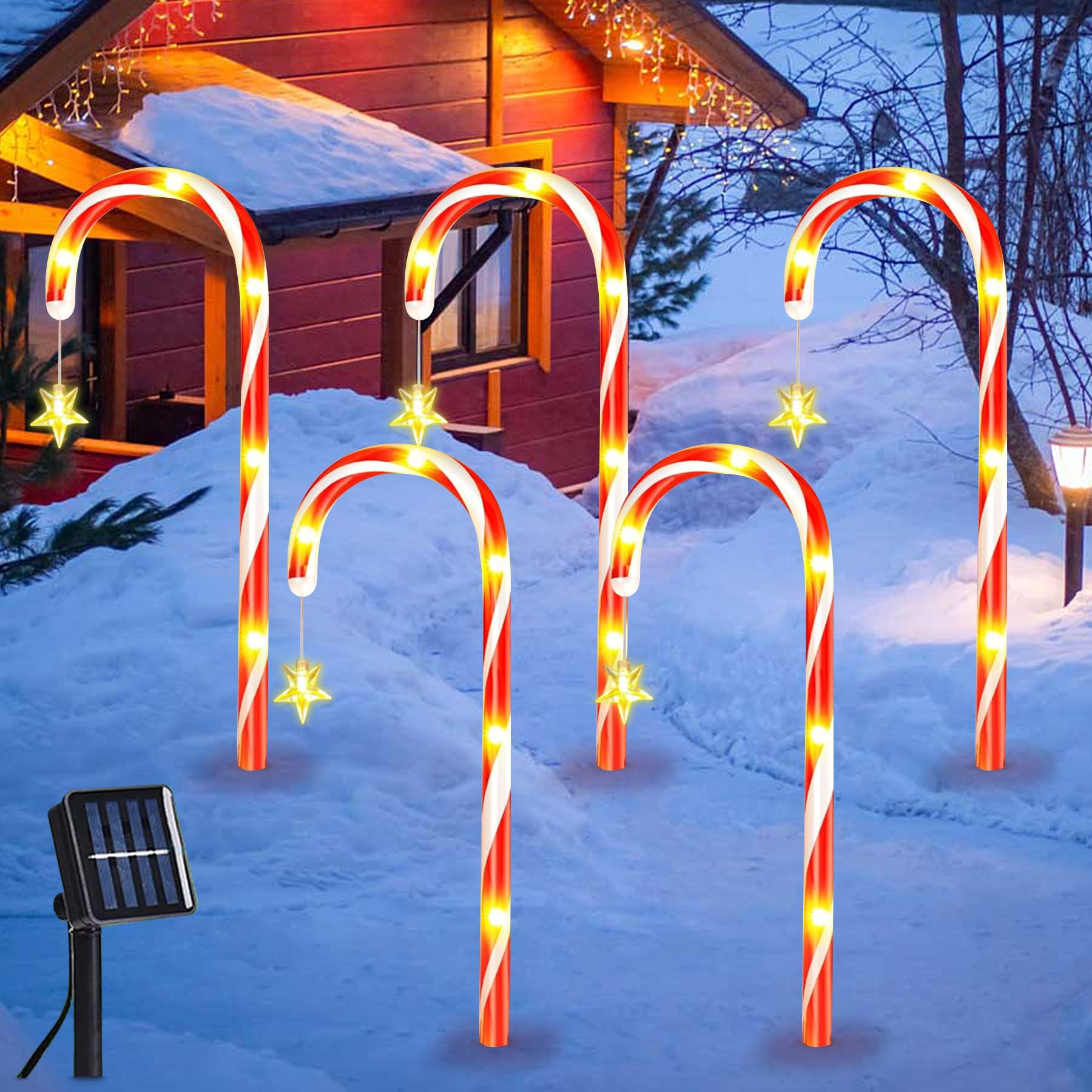 YeahBoom 5er Weihnachtsbeleuchtung Außen Solar,LED Gartenstecker Weihnachten,Weihnachtsdeko Solar Outdoor,Lichterkette Außen,Weihnachtsdeko Garten,Weihnachtsdeko Outdoor