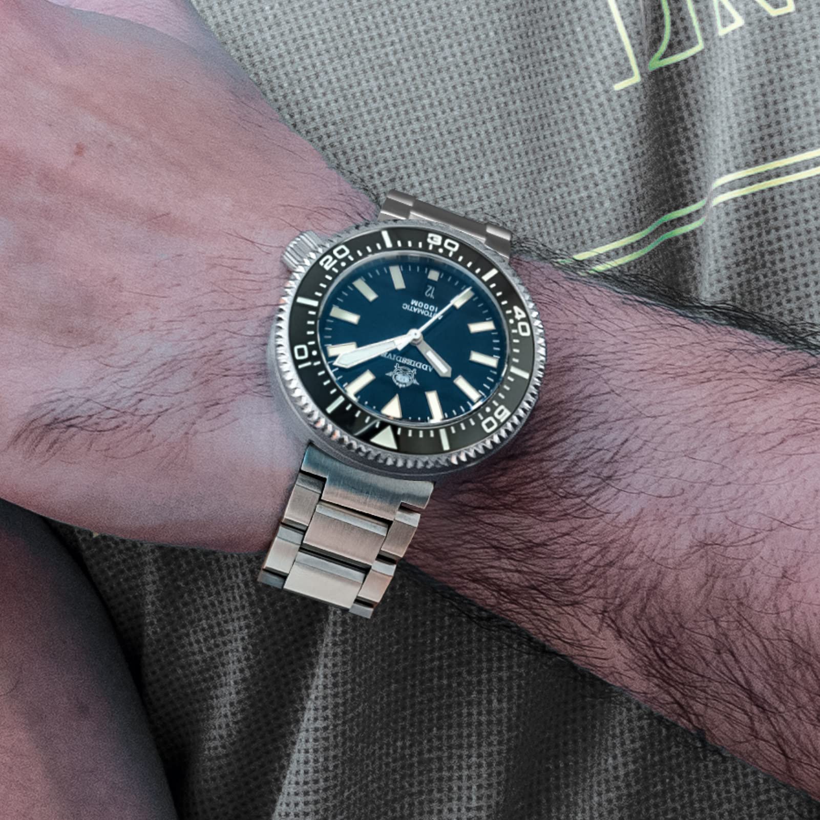 ADDIESDIVE Reloj Analógico para Hombres de Automático con Correa en Acero Inoxidable 100bar