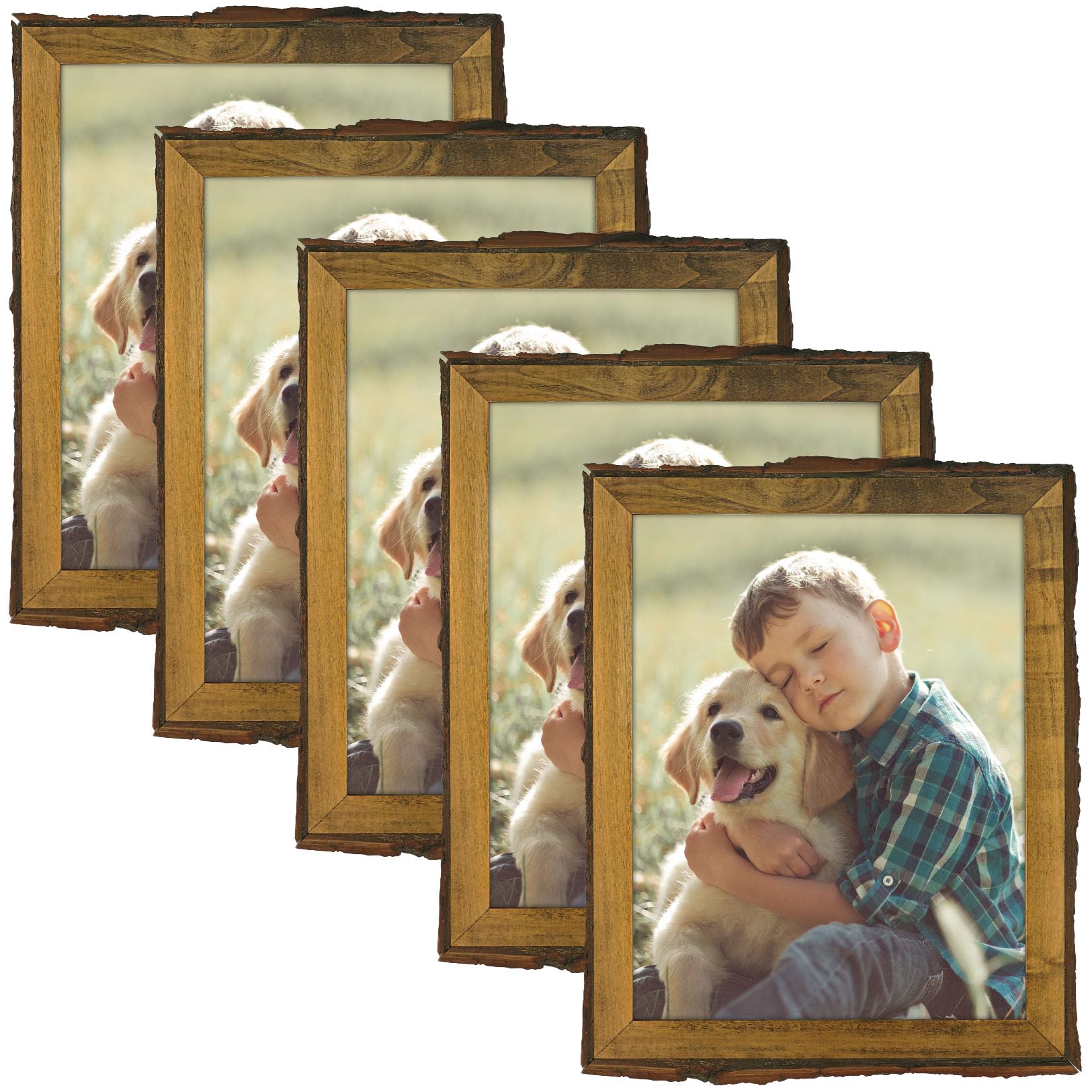 Cadre photo bois massif 21,6 x 27,9 cm marron rustique pour affichage mural lot de 5