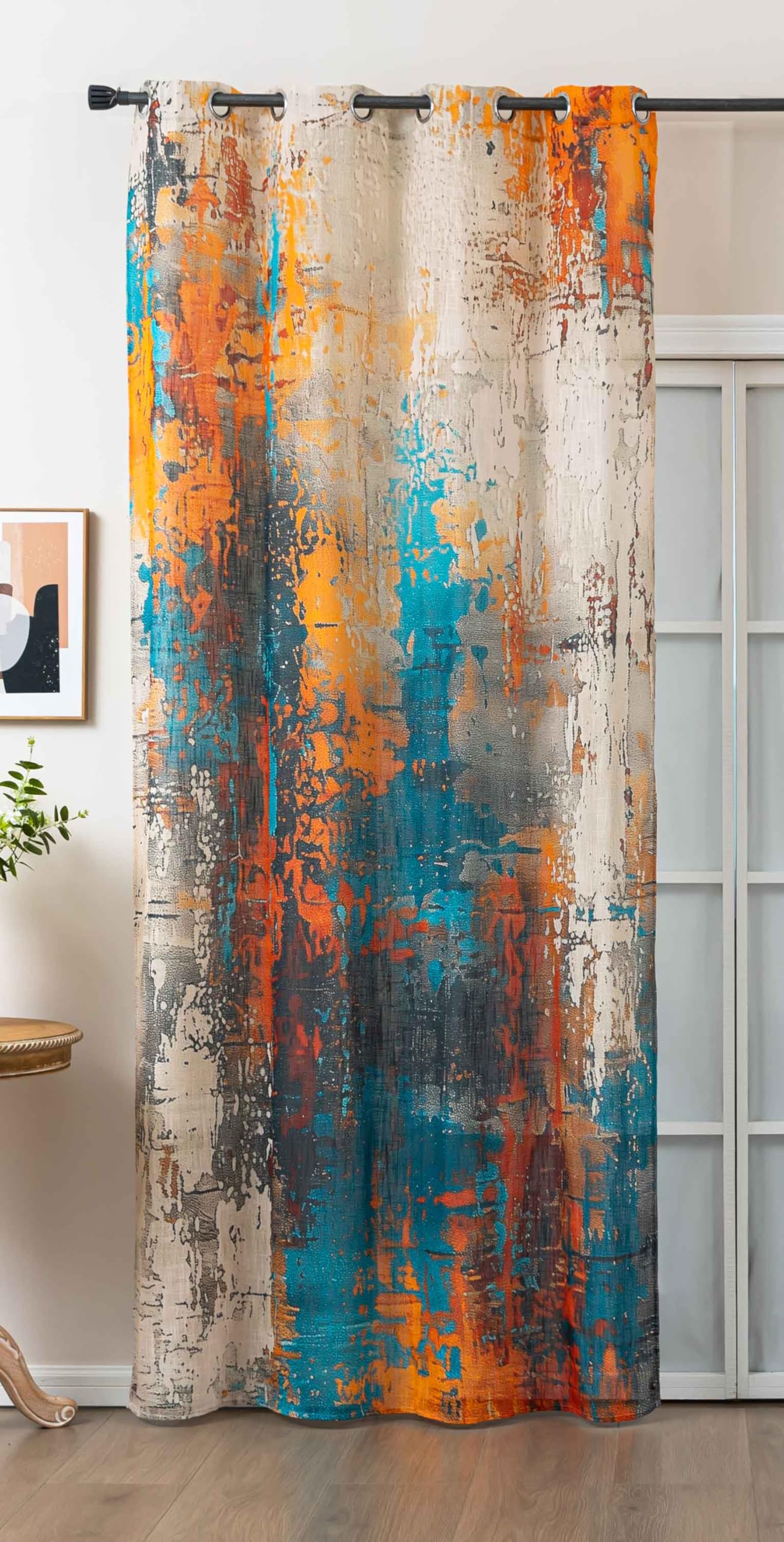 Gardinenbox Seoul Collection 2024120 Curtain with Eyelets Coarse Fibre H x W 245 x 140 cm Apart Digital Print Eyelets Linen Look Structure Semi-Transparent Opaque