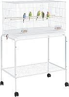 Yaheetech 47in White Flight Bird Cage for Parakeets Cockatiels Conures Budgies - Detachable Rolling Stand Easy Clean