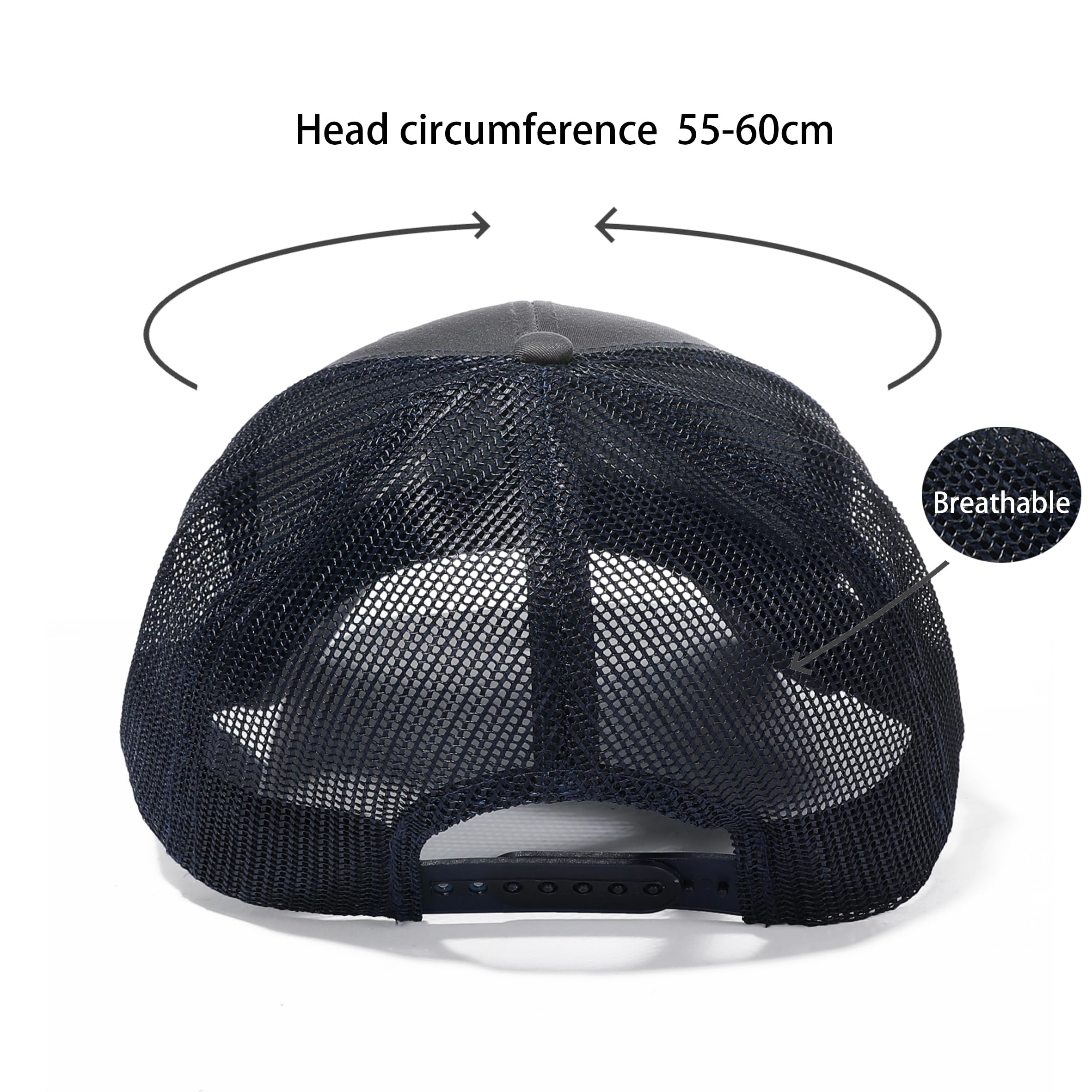 Cappellino Baseball Uomo Donna, Cappello Trucker con Rete Traspirante, Regolabile Snapback, Cappello Sportivo Casual per Estate, Taglia Unica 55-60 cm - 4