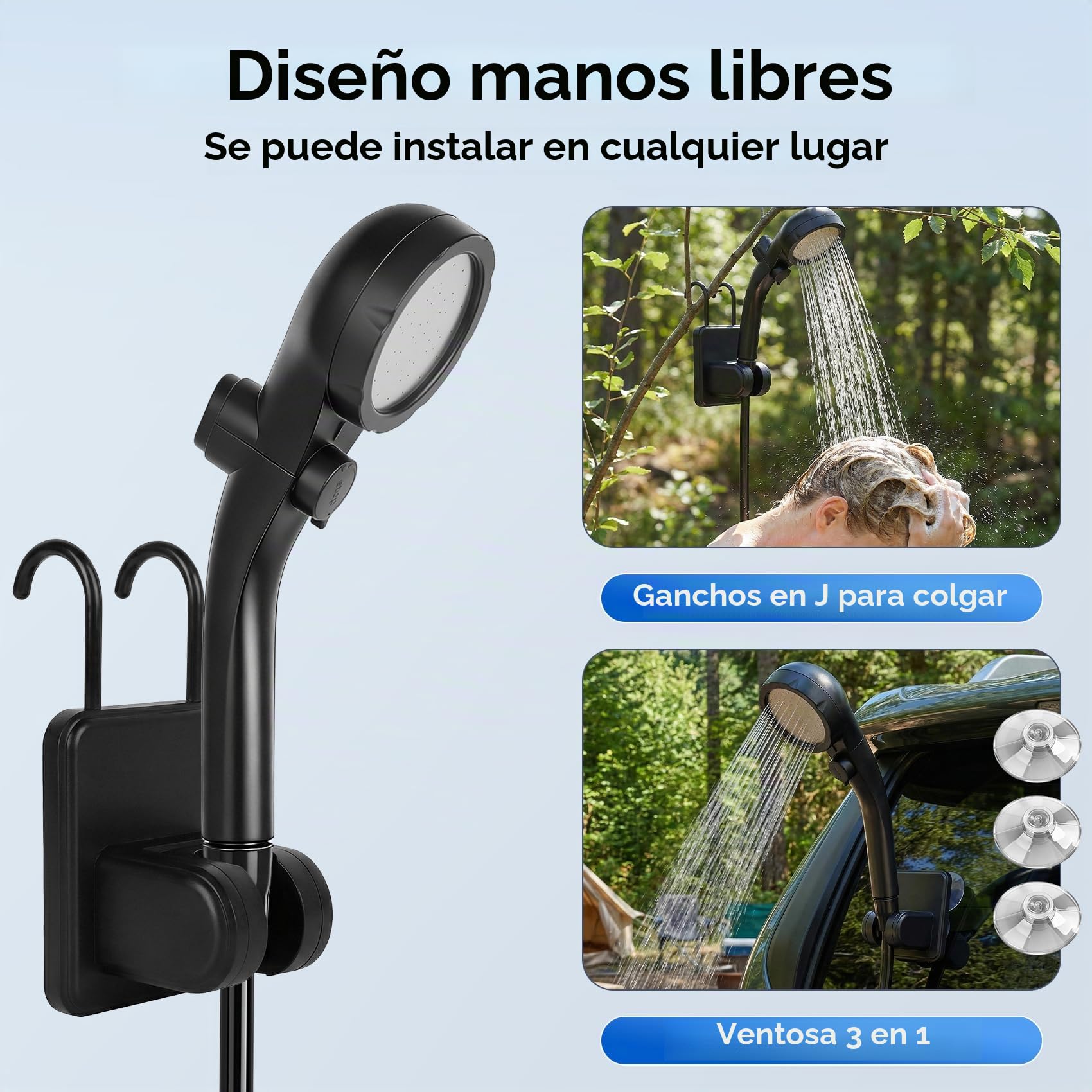 Ducha portátil para campamento con calentador de agua de inmersión, bomba de ducha recargable de 6000 mAh con pantalla LED inteligente, bomba de ducha de campamento al aire libre para senderismo