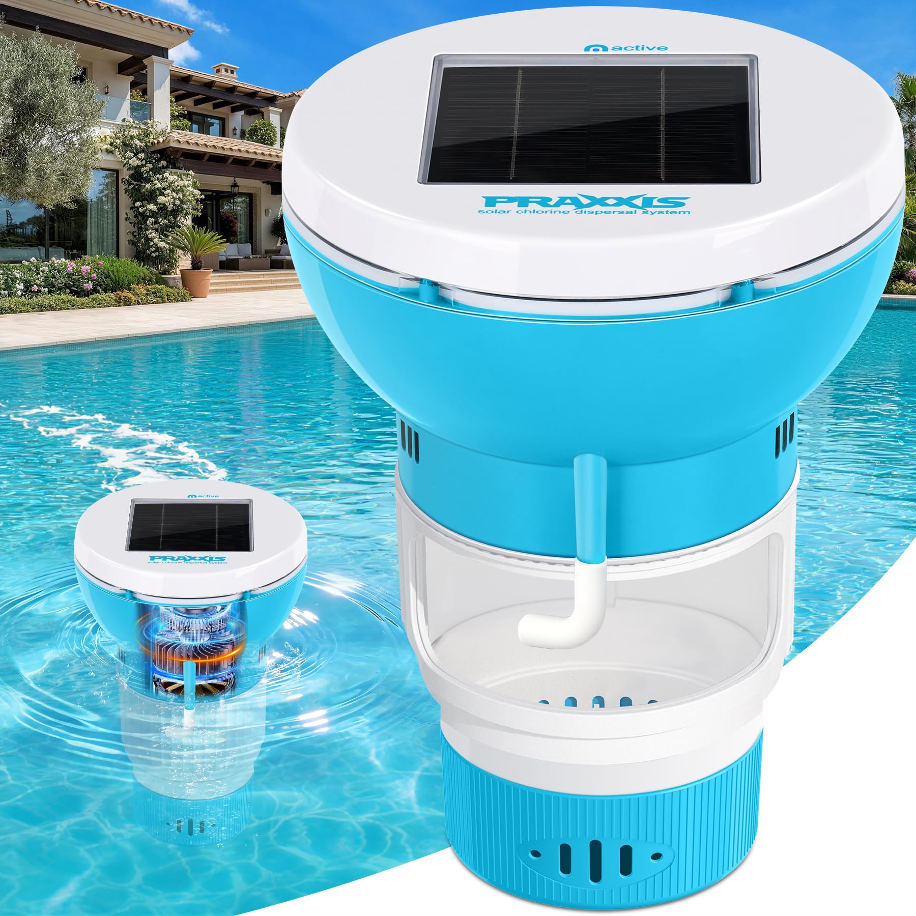 Photo 1 of PRAXXIS Solar-Powered Chlorine Floater, Blue