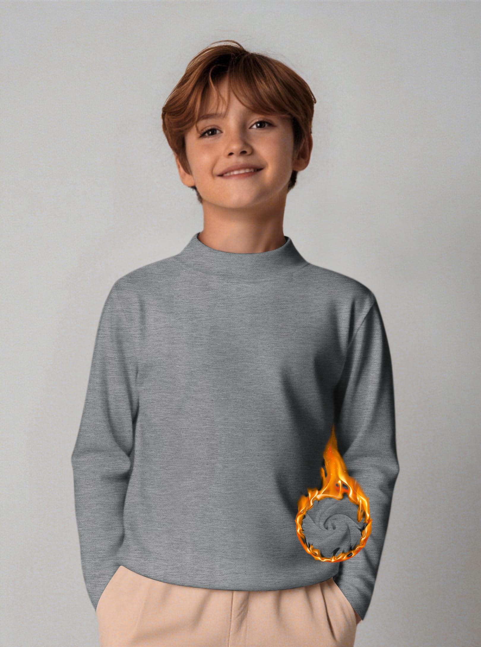 Arshiner Camiseta Interior térmica para niños de Manga Larga Cuello Alto 5-12 años