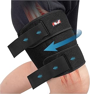 Hiball Adjustable Thigh Brace, Hamstring Compression Wrap, Thigh Compression Sleeve, Quad and Upper Leg Brace for Men & Women
