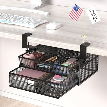 Under Desk Drawer Organizer No Drill Metal Under Desk Storage Drawer Container 2 Slide Out Cabinet Drawer Suitable for Home And Office Extra Large Small2