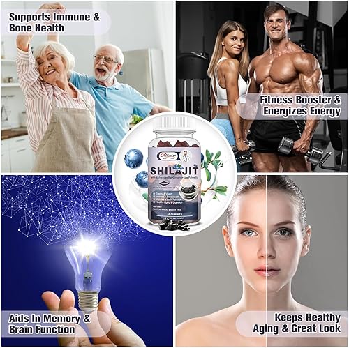 Miniatura 5 de Shilajit Gomitas orgánicas puras del Himalaya, 600 mg de gomitas Shilajit para hombres y mujeres, Shilajit Ashwagandha con más de 85 oligominerales