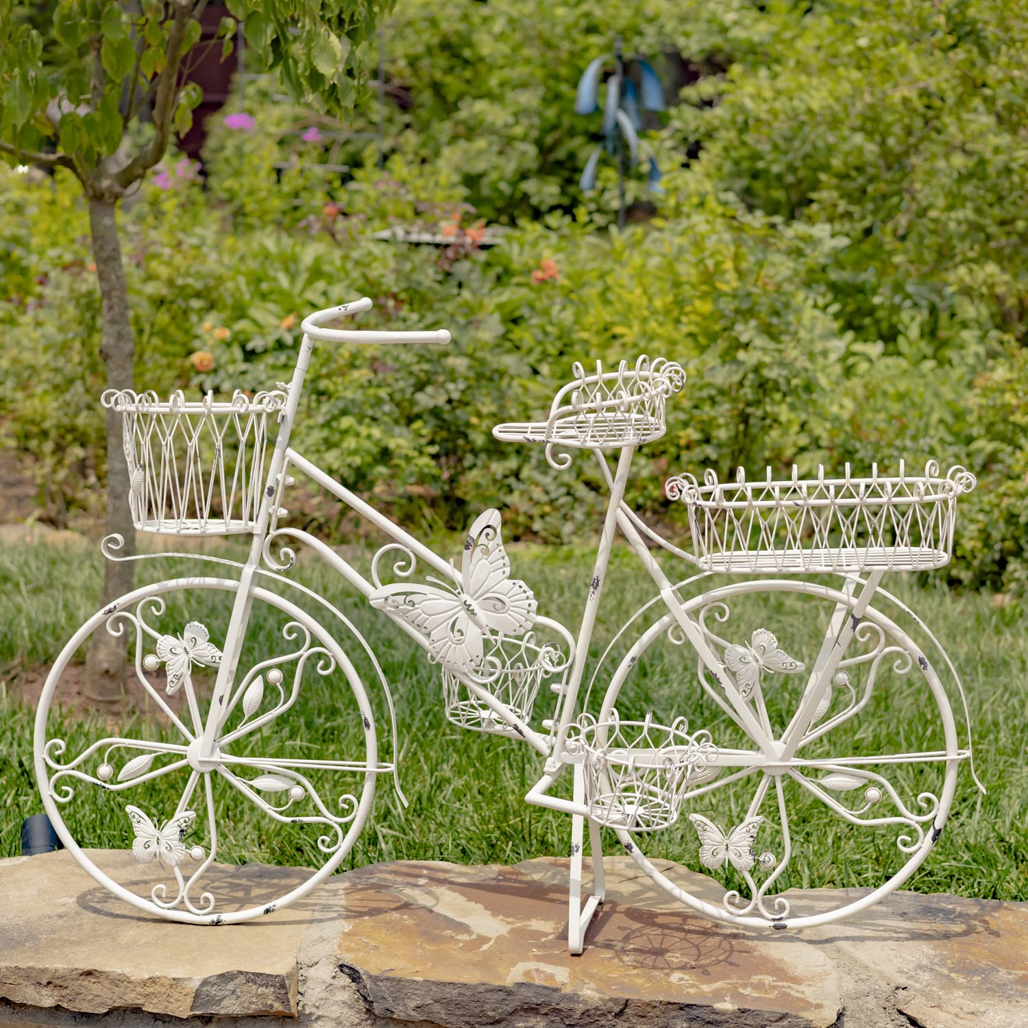 vintage 花台 Amazon.com : Zaer Ltd. Bicycle Plant Stand (Antique White) : Patio