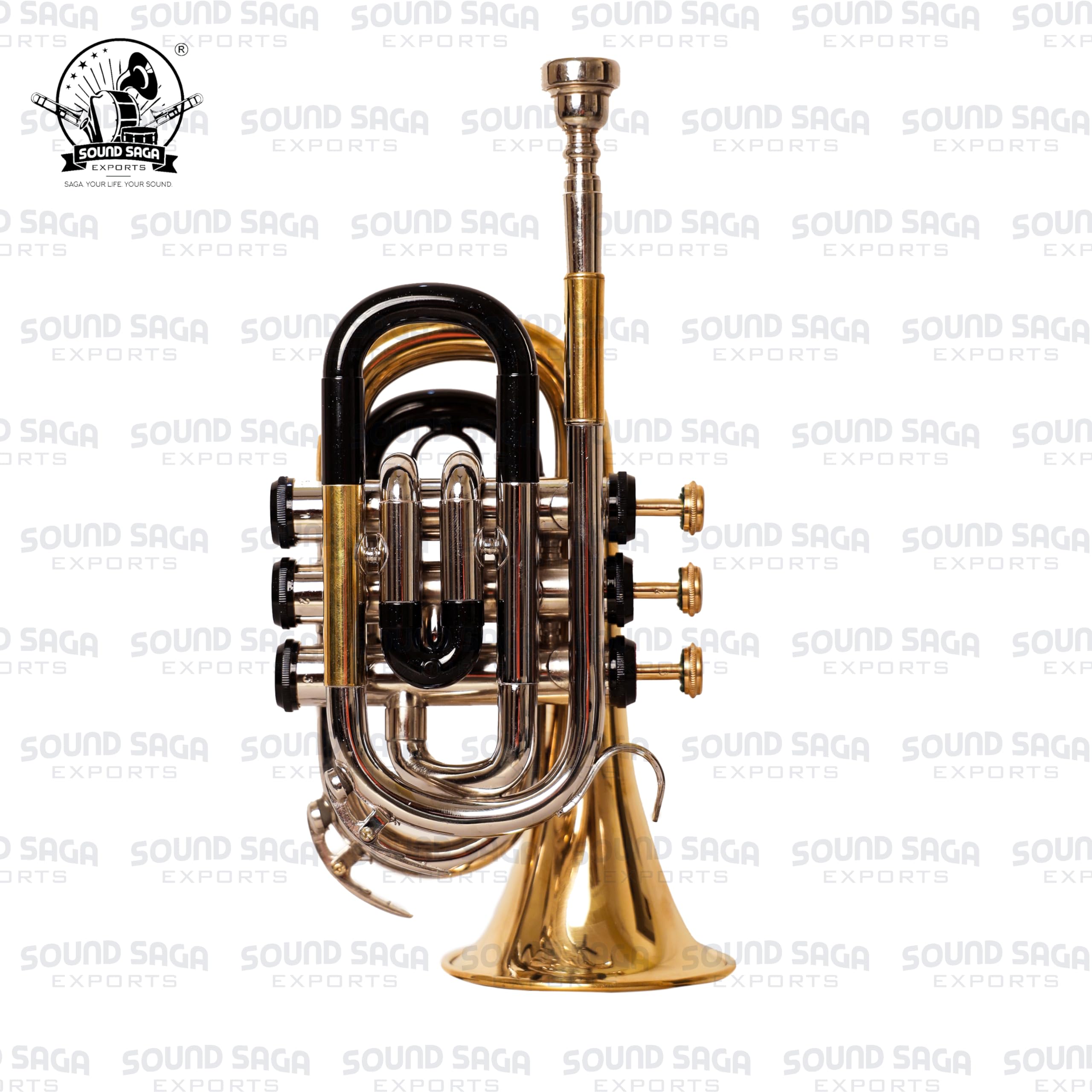 Instrumento de latón para trompeta de bolsillo Bb | Instrumento hecho a mano con precisión | Ideal para estudiantes, orquesta, conciertos y principiantes | Boquilla y funda de transporte dura incluida