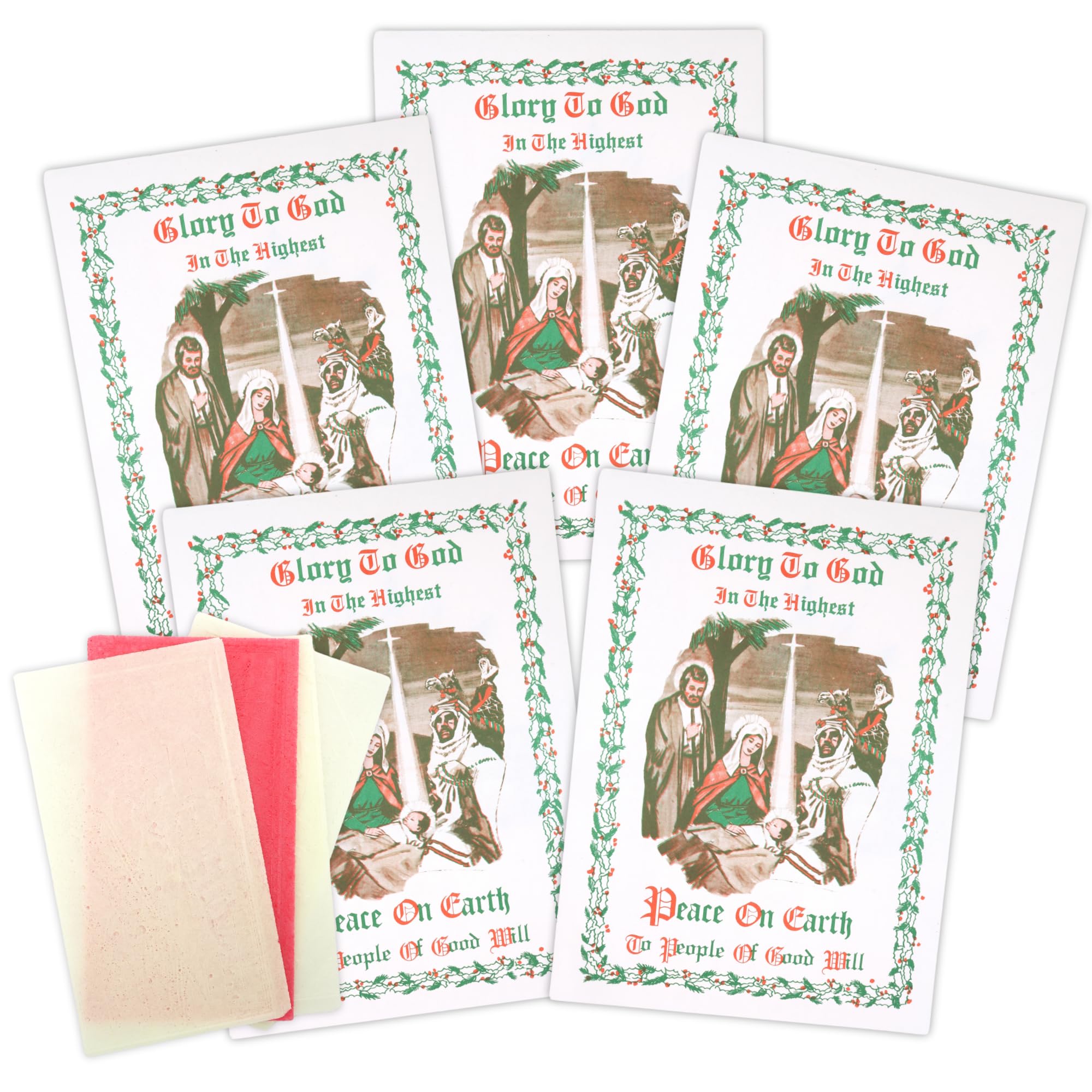 Glory to God 3 White 1 Pink Traditional Polish Christmas Oplatki Wafers, Pack of 5