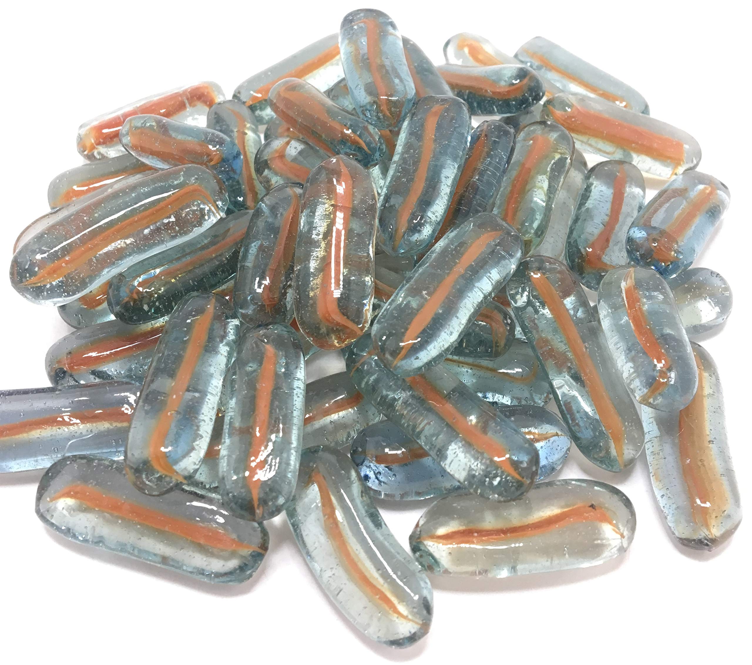 Misha Decorative Stones for Vase Filler or Pebbles for Home Decor/Decorative Capsule Pebbles/Glass Pebbles/gravels/Stone/Beads for Aquarium, Table, vase, Fountain, (Orange) 1
