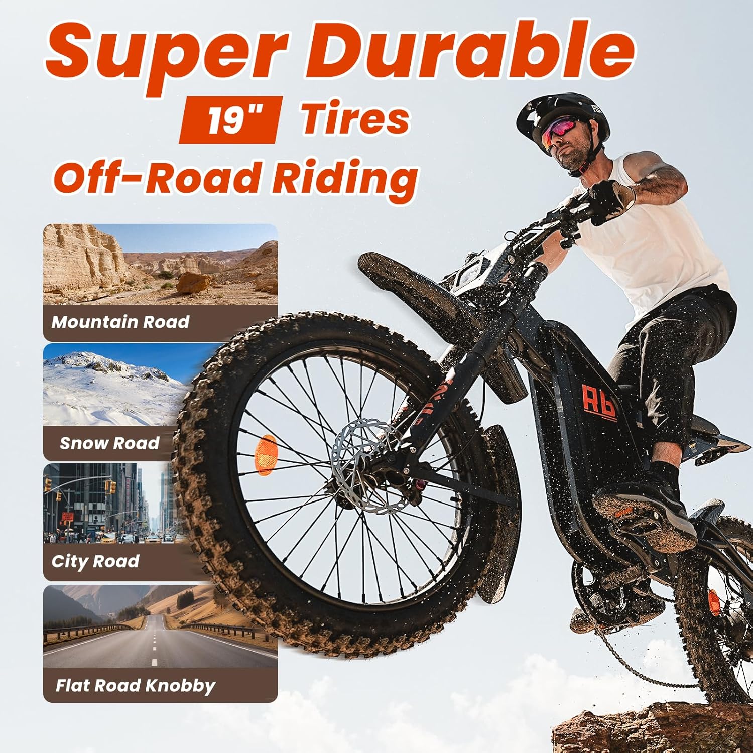 Electric Dirt Bike for Adults Offroad Ebike 𝟰𝟬𝟬𝟬𝗪-𝟱𝟬𝟬𝟬𝗪 Peak 20Ah-27Ah Battery 14-19" Fat Tire with NFC Start Dual Suspension Electric Bicycle