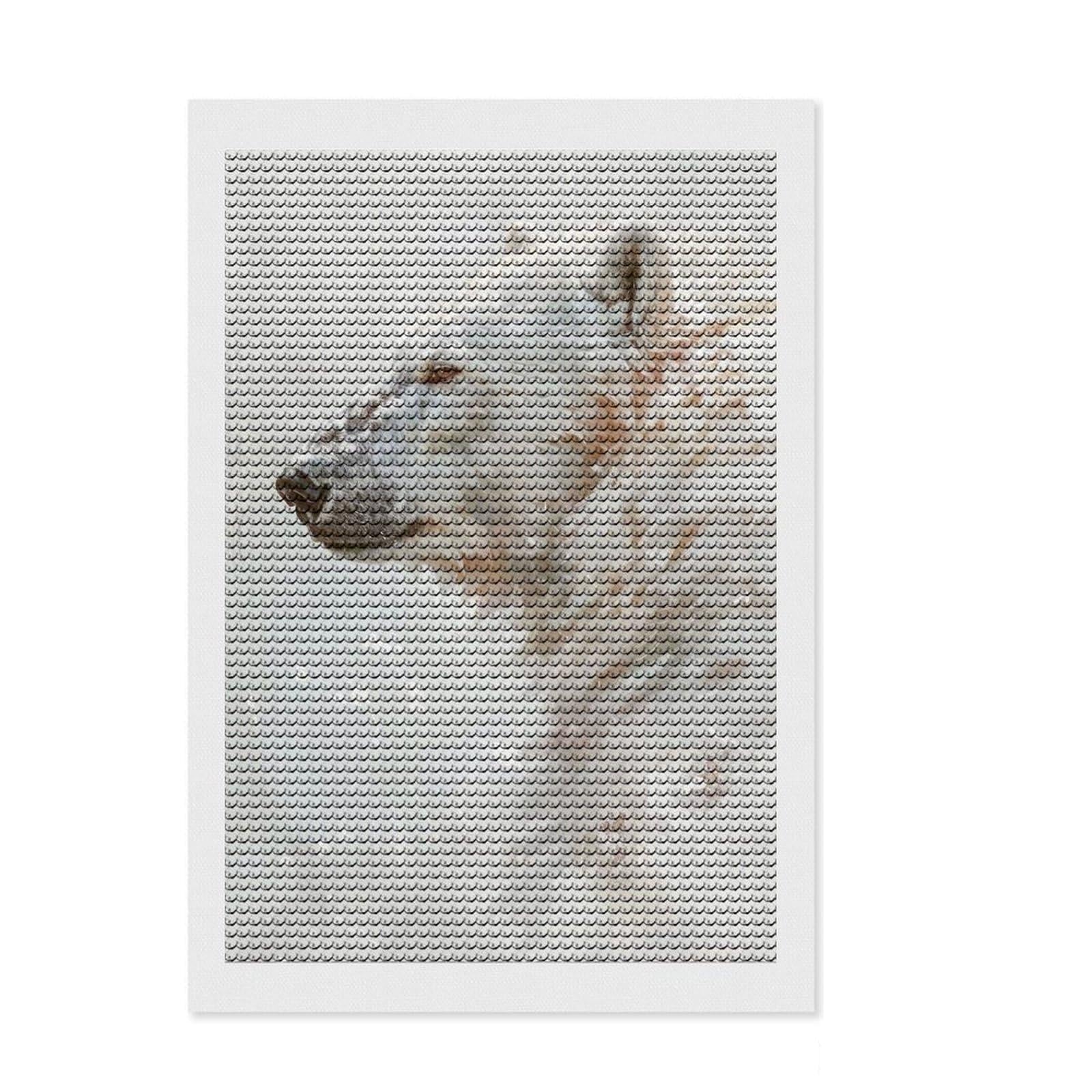Junmoney Polar Bear Art Painting DIY Diamond Art Canvas Kit 8"x12", Neat Printed Canvas, Mindful Craft Activity, Office Decor, Gift Idea