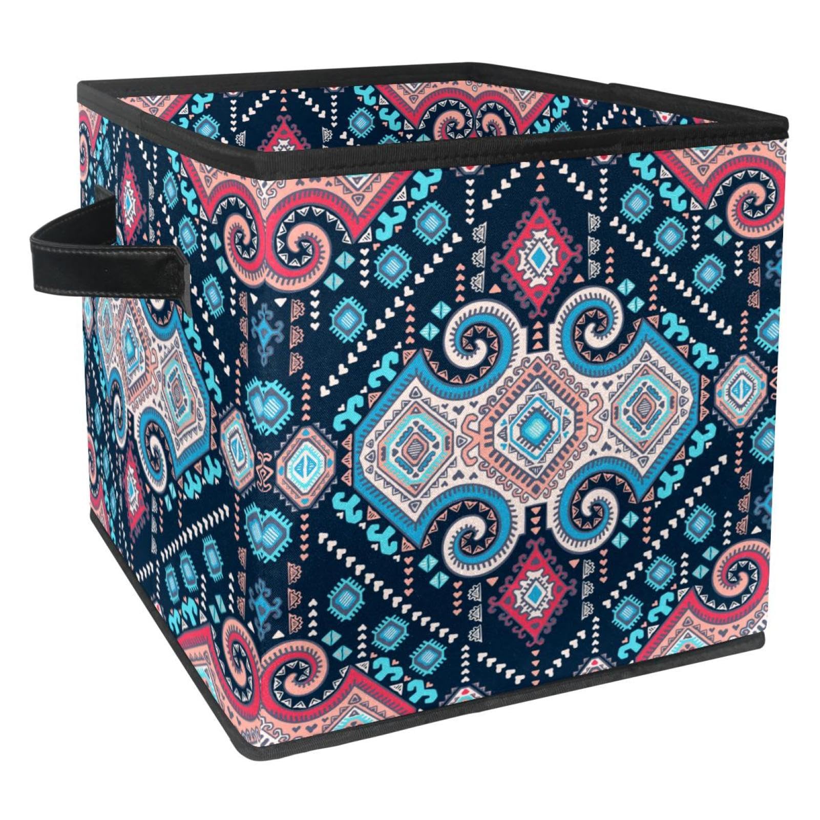 Boîte de rangement pliable cube en tissu vintage pour armoire et chambre