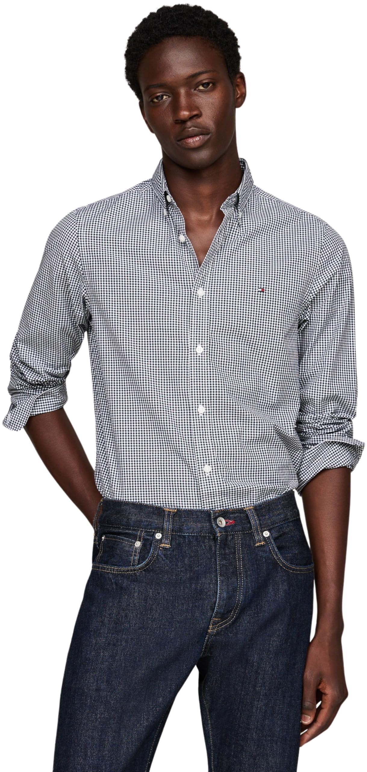 Tommy Hilfiger Camisa Hombre Slim Fit con Cuello Francés