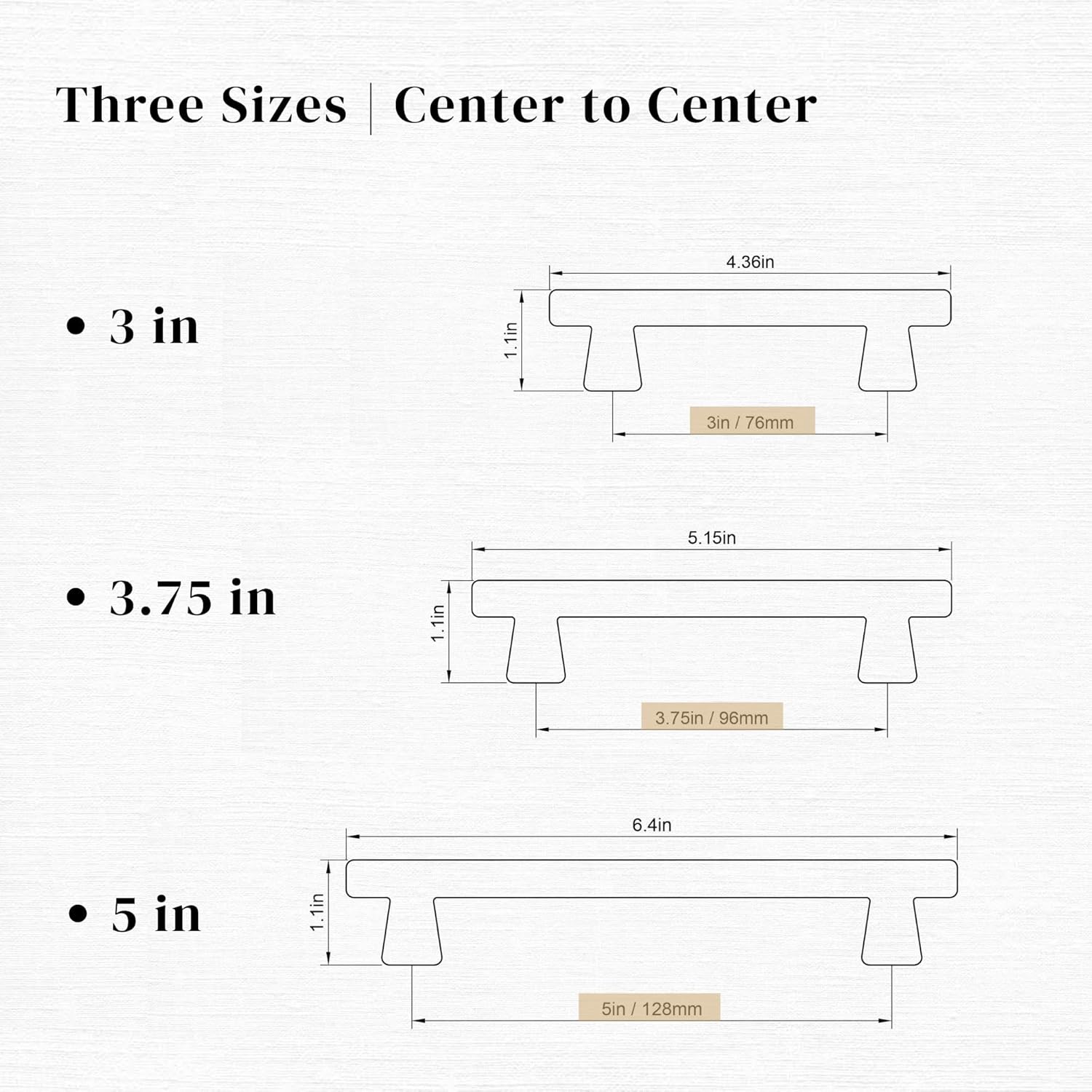 HESTIA HARDWARE 3 Pack Gold Cabinet Handles 3 Inch | Simply Modern Gold Dresser Pulls | 76mm Handles for Cabinets and Drawers, Dresser Handles and Drawer Pulls(Z19.3in.3.L)