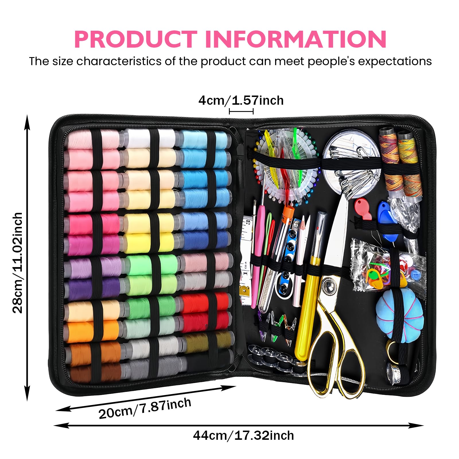 Image secondaire de GOEDCH Kit de couture 232 pièces - Équipement de base : accessoires de couture professionnels pour débutants avec pièces - Kit d