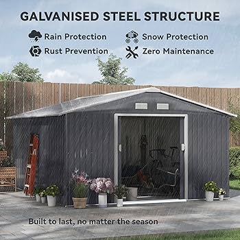 Amazon.com : Outsunny 11' x 13' Outdoor Storage Shed, Garden