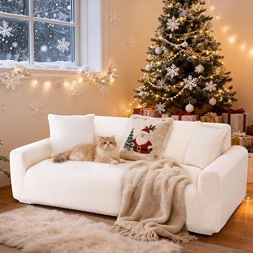 Miniatura 8 de Fundas elásticas para sofá de 2 cojines, aptas para mascotas, lavables, protectores de muebles con parte inferior elástica para gatos y perros