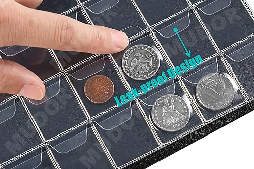 Miniatura 5 de Libro de colección de monedas para coleccionistas, sin PVC, 192 bolsillos, organizador de almacenamiento de monedas, suministros para monedas de