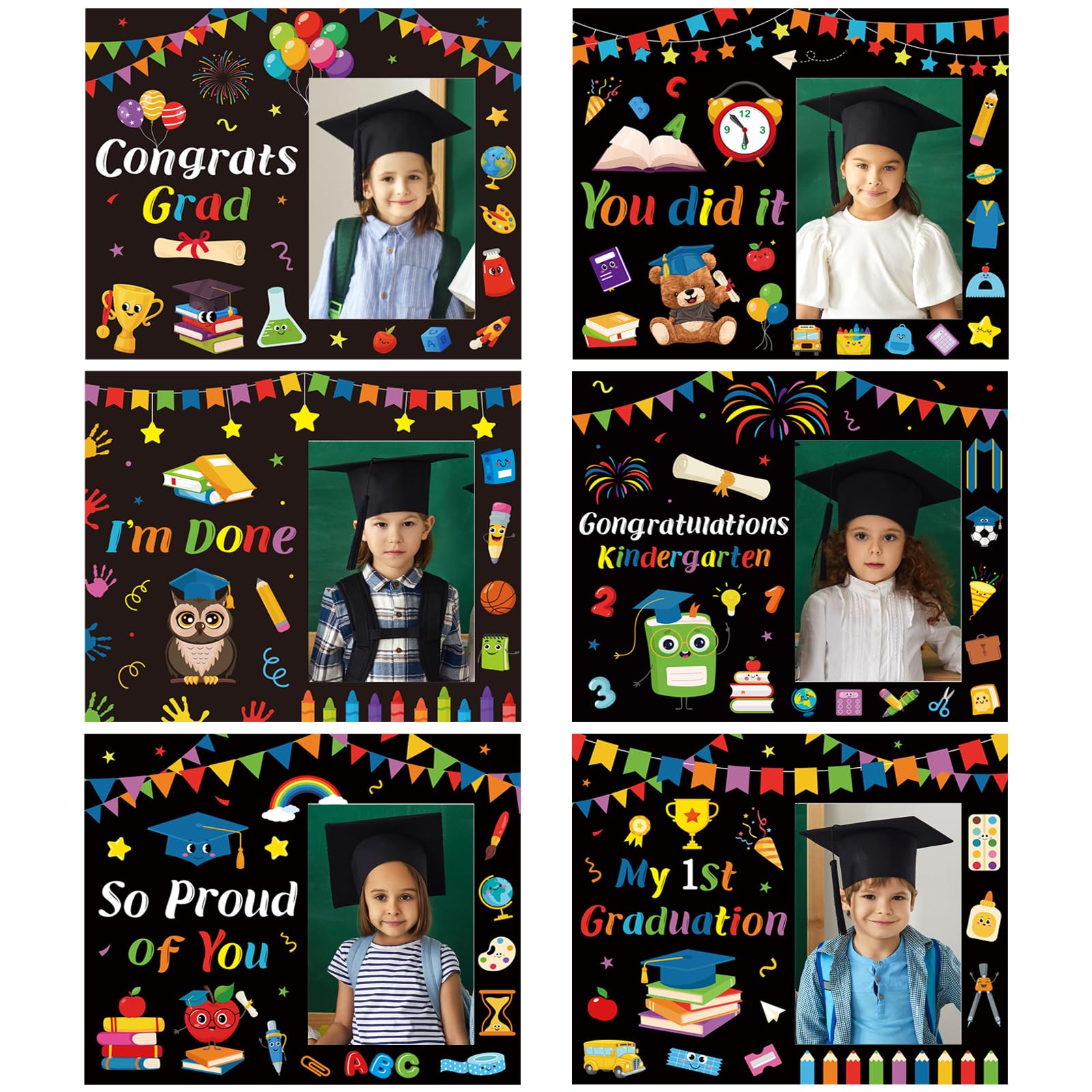 COCHIE 24 Pcs Kindergarten Graduation Picture Frames Pre-K Grad Paper Picture Frame My First Graduation Paper Photo Frame Graduation Gifts for Kids