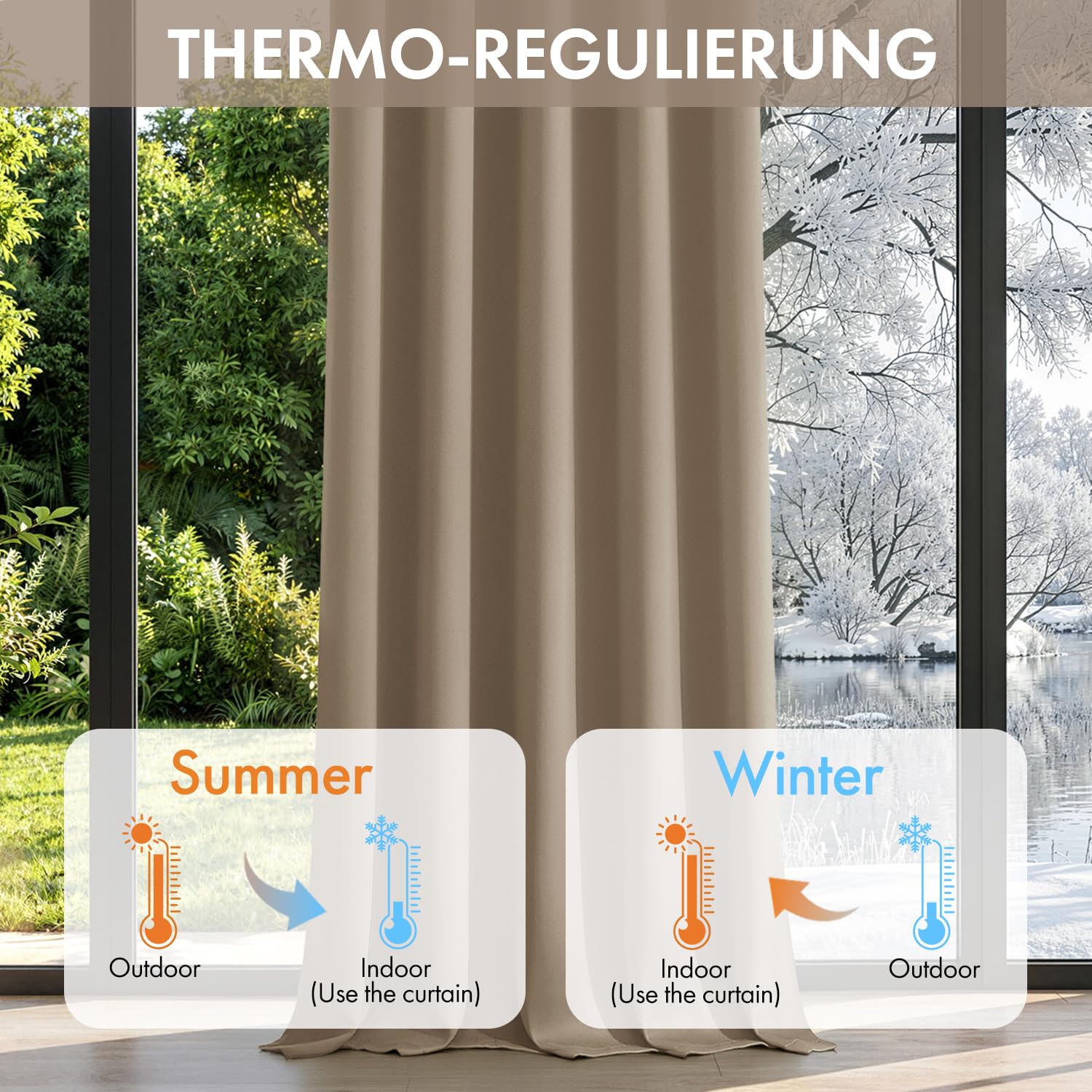 Woaboy Tende Oscuranti Talpa 2 Pezzi con Anelli Termiche 140x260 cm | Tende Isolanti Termiche Oscuranti per Interni, Salotto e Camera da Letto, Finitura Moderna