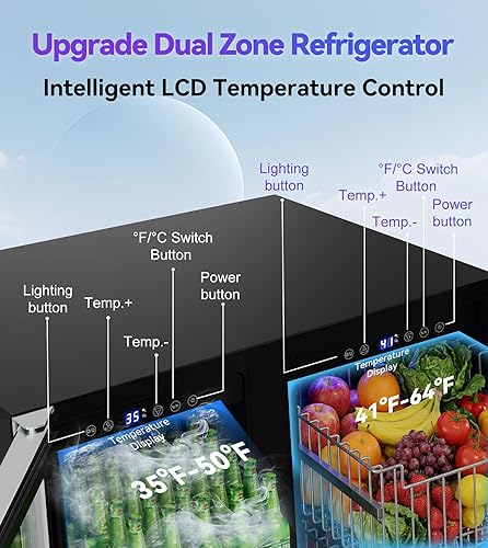 Miniatura 4 de Refrigerador de bebidas de doble zona, refrigerador de bebidas de 30 pulgadas con cesta desmontable, enfriador de bebidas de control inteligente con