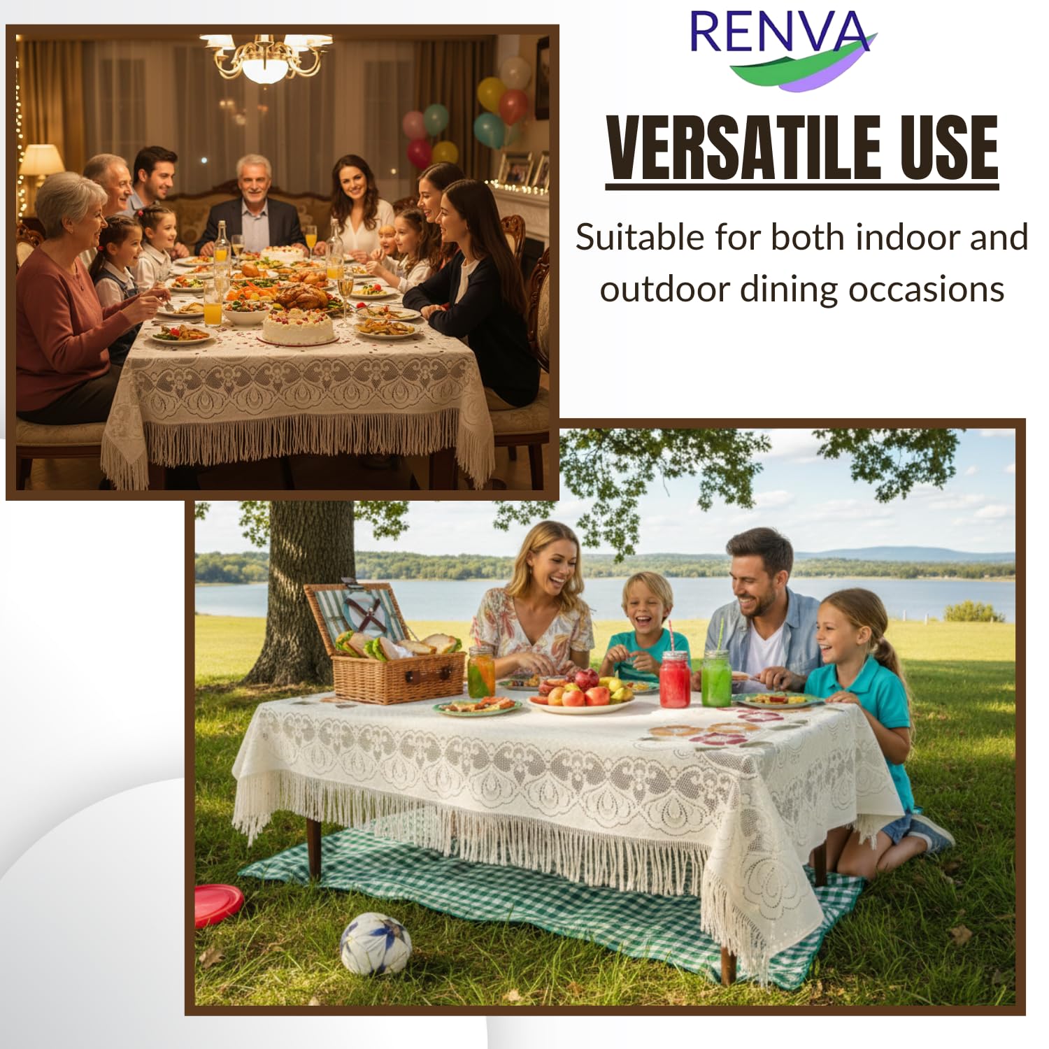 RENVA 4 Seater Cotton Dining Table Cover Durable Table Cover Cloth for Kitchen Table Cloth for Home, Hotel, Office & Restaurant | Table top Reusable Table Covers Washable 2