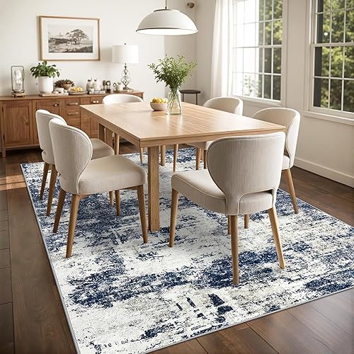 Miniatura 55 de Alfombra de área para sala de estar: alfombra lavable de 5 x 7 con respaldo antideslizante, no desprende pelo, resistente a las manchas, plegable