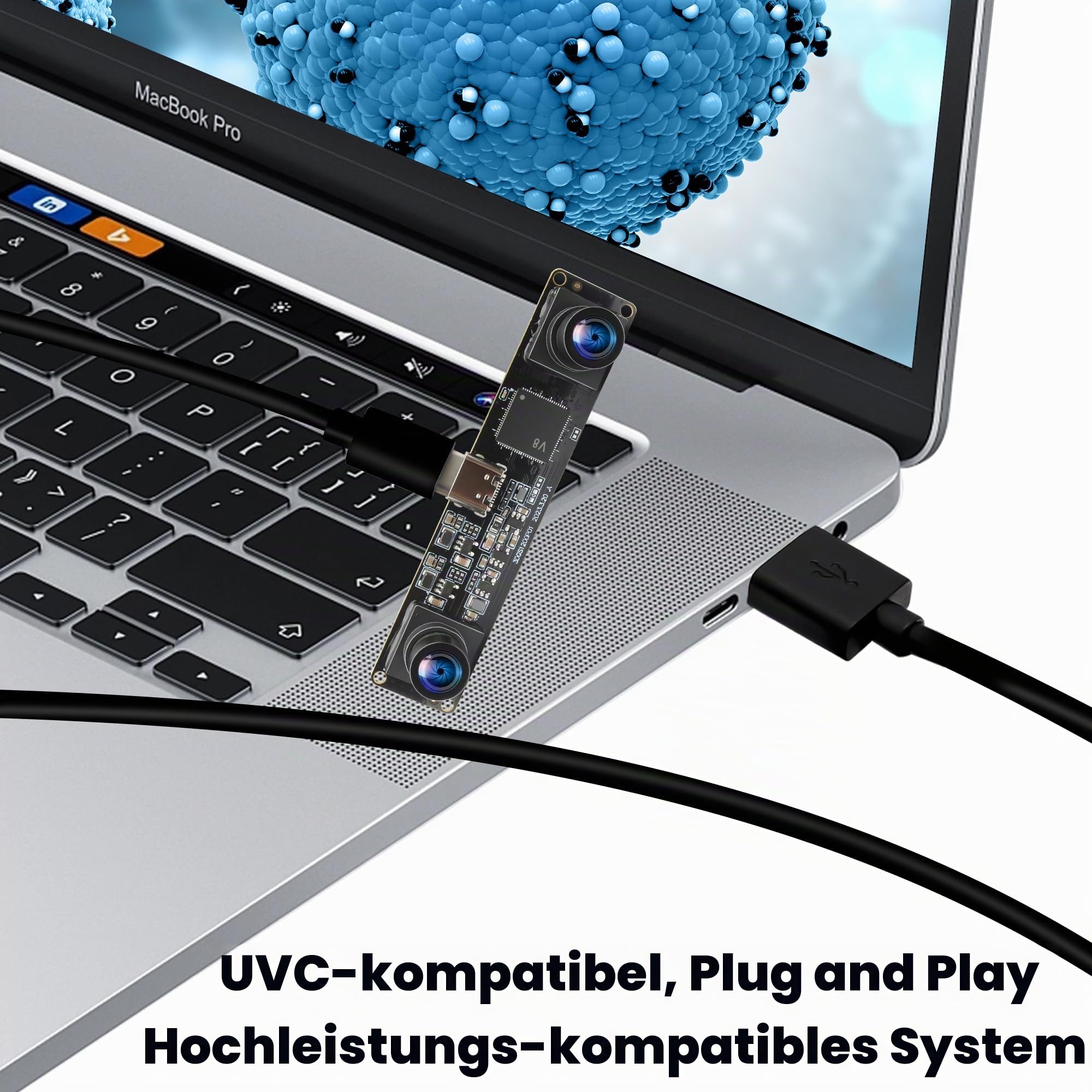 ELP 120fps 3D Stereo USB Kamera Global Shutter 1200P Synchronisierung Dual Lens USB Kameramodul 90 Grad Kamera für PC Computer Plug and Play zur Gesichtserkennung Scannen von QR Codes