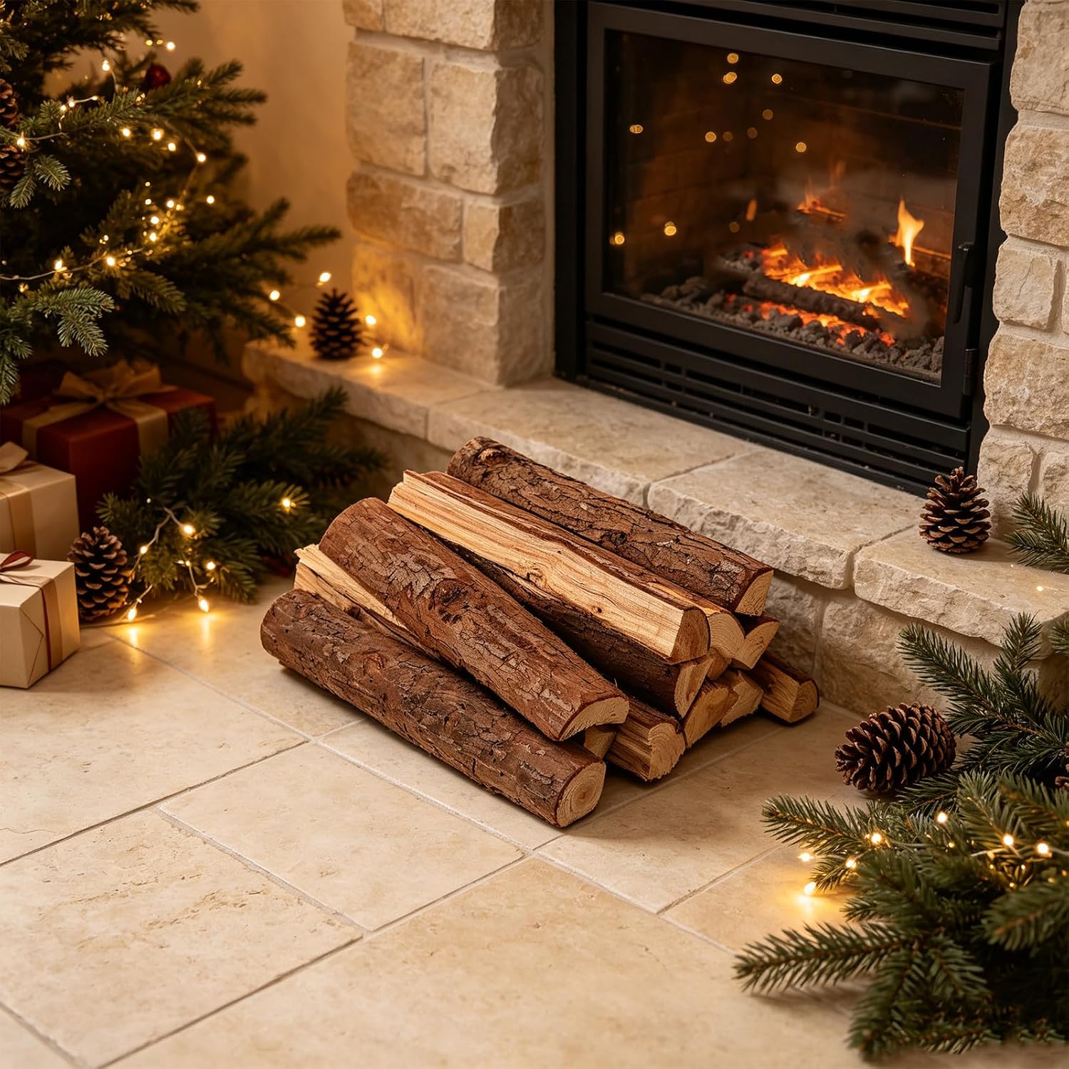 Zerodeko 12pcs Christmas Fireplace Logs Wood Sticks - Dried Firewood