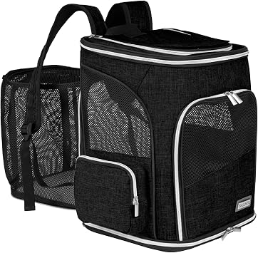 BAGLHER Expandable Pet Carrier Backpack Pet Backpack for Small Cats Puppies Dogs Bunny, Airline-Approved Ventilate Backpack for Travel, Hiking and Outdoor Use. Black