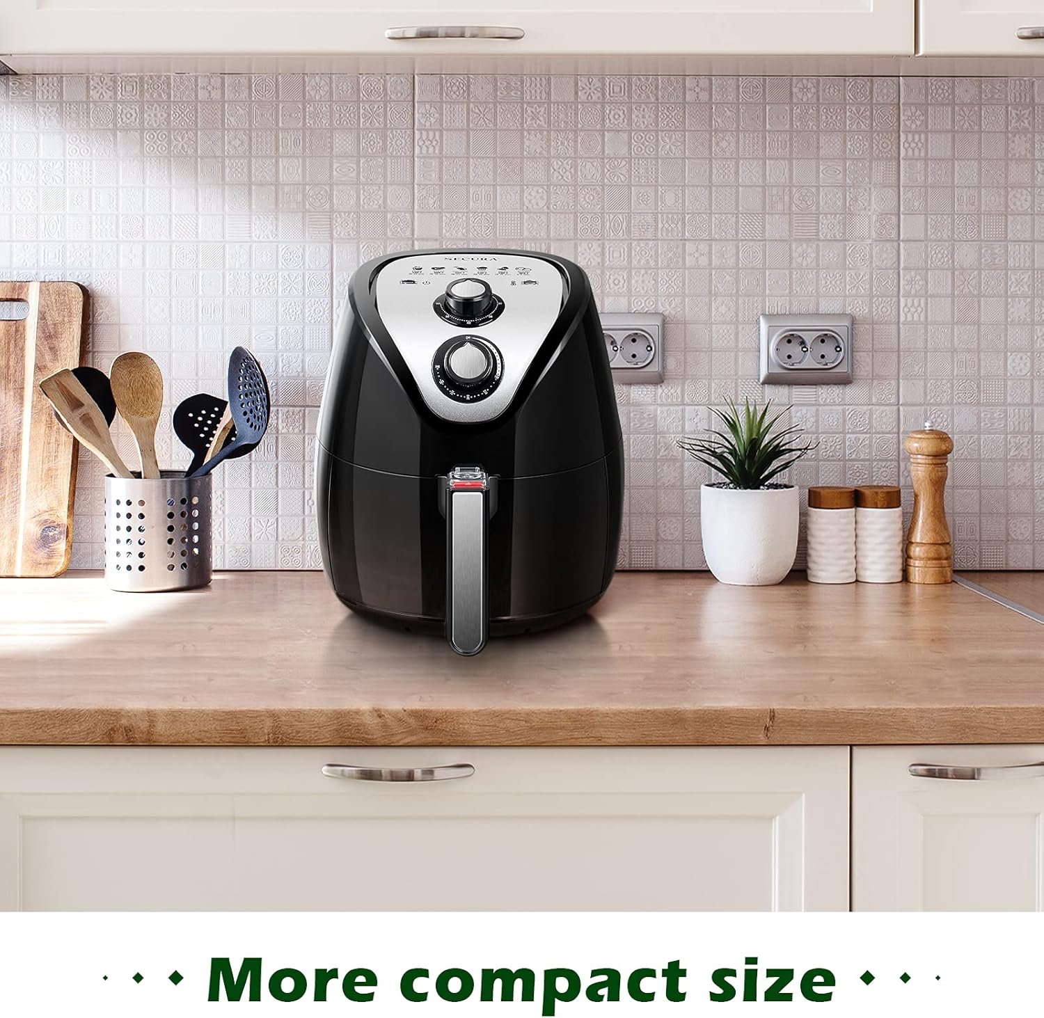 Secura Friggitrice elettrica ad aria calda con accessori aggiuntivi: ricette, griglia per tostapane e spiedini 1500W 3.2L Nero Secura Friggitrice elettrica ad aria calda con accessori aggiuntivi: ricette, griglia per tostapane e spiedini 1500W 3.2L Nero