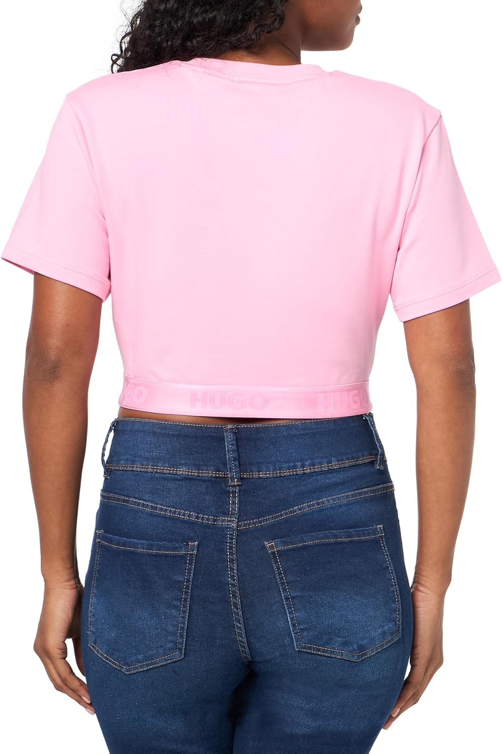 HUGO Womens Repeat Logo Crop T-Shirt - Image 2