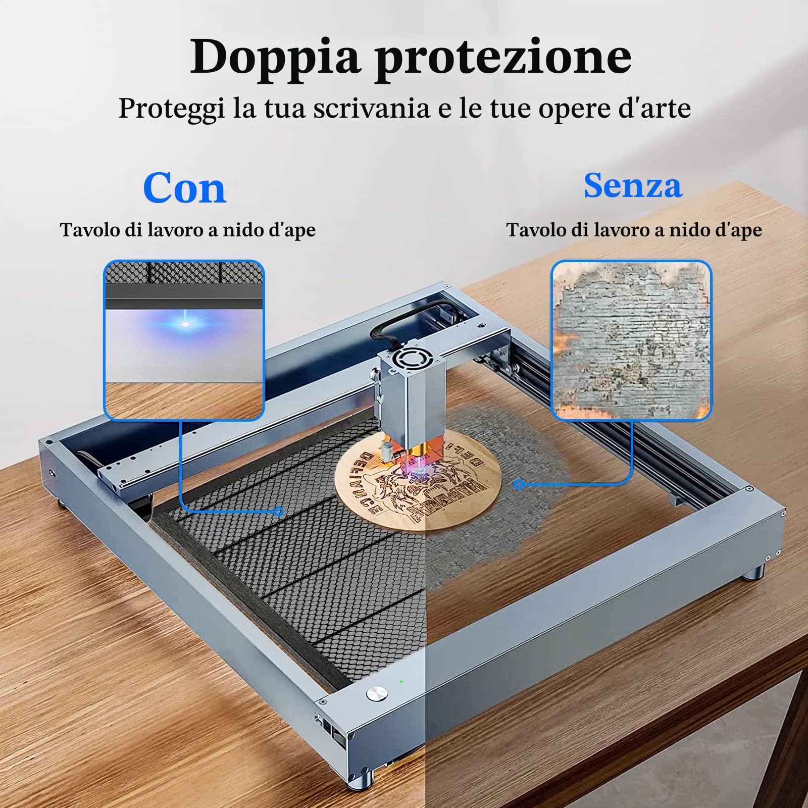 Honeycomb - Letto laser con piastra in alluminio, tavolo Honeycomb per taglio laser e incisione, griglia laser di accessori per incisione, 50 x 50 x 2,2 cm