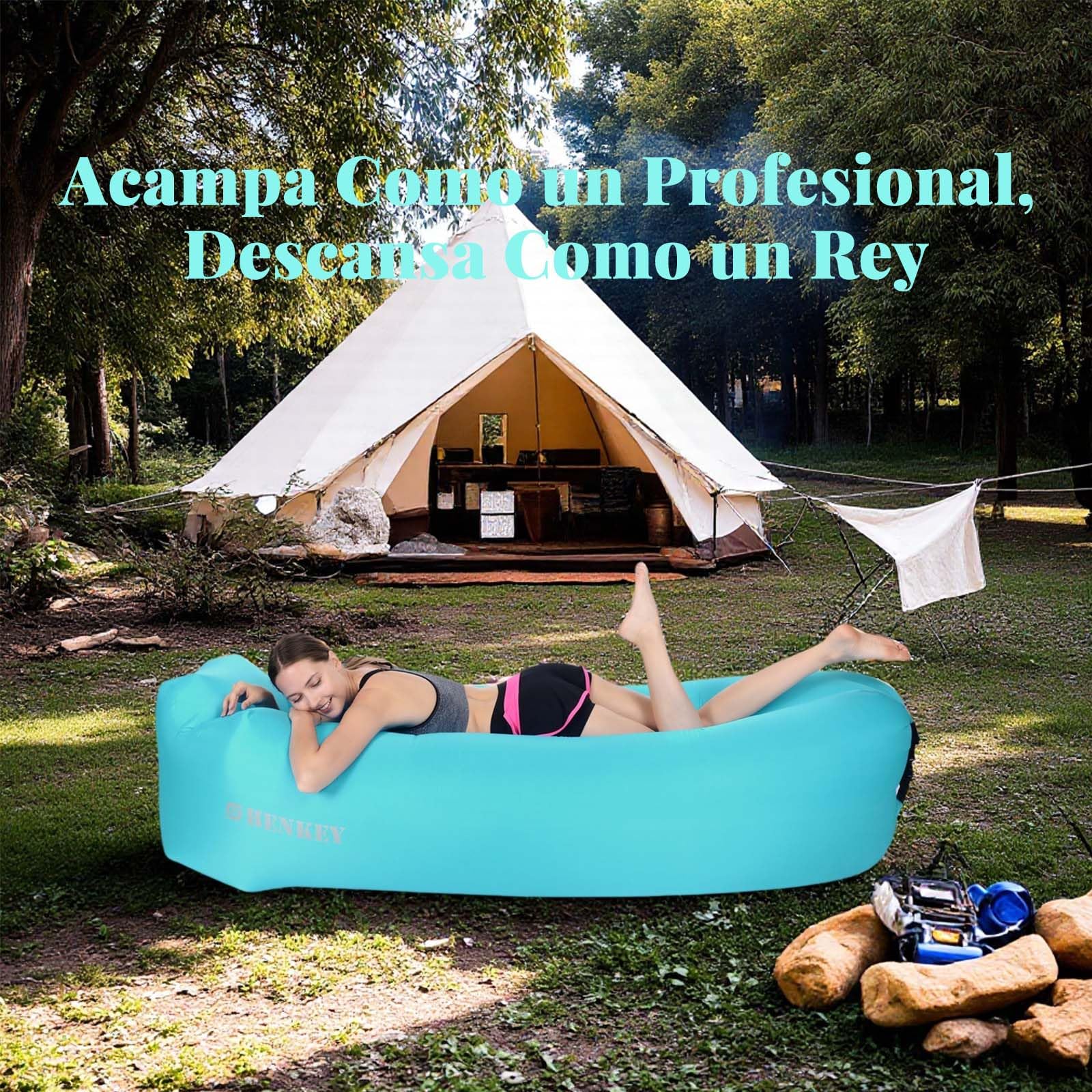 Sofá Inflable con Diseño Impermeable y Antifugas Sofá de Aire Portátil para Viajar, Acampar, Senderismo y Fiestas en la Playa