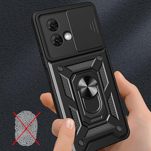 Miniatura 4 de CCSmall Funda para Motorola G84 5G con cubierta deslizante para cámara para hombre, grado militar, con anillo giratorio, soporte para Moto G84 5G