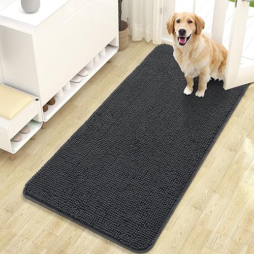 OLANLY Tapete para puerta de perro y patas fangosas, absorbe la humedad y la suciedad, antideslizante, lavable, de felpilla de secado rápido, para